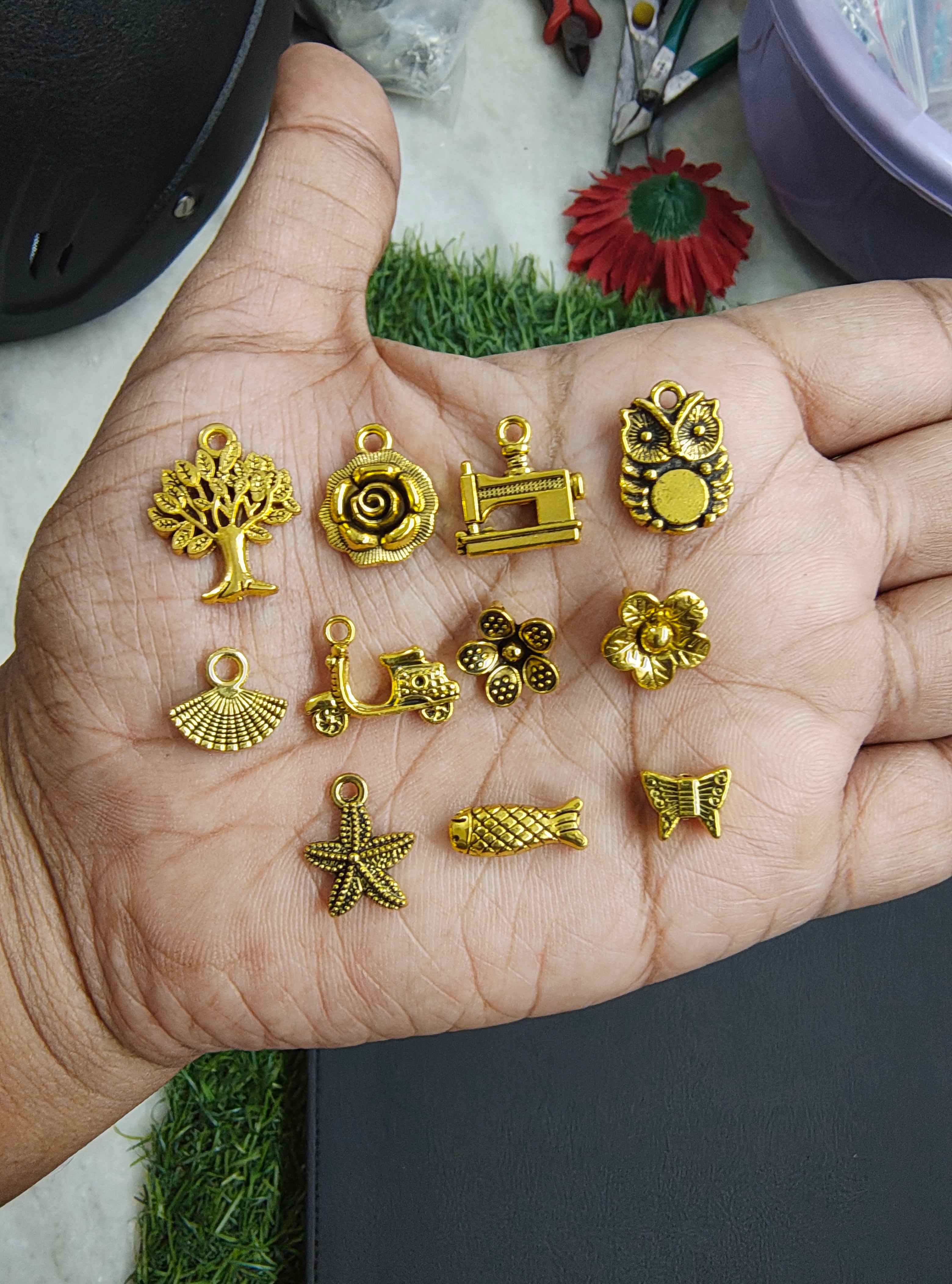 Metal Charms and Light weight leafs
