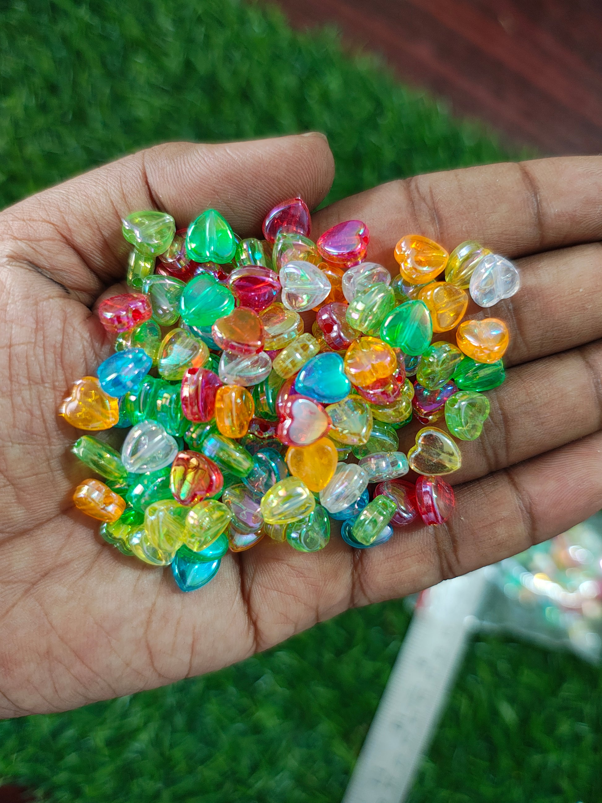 Mix colour transparent acrylic heart beads