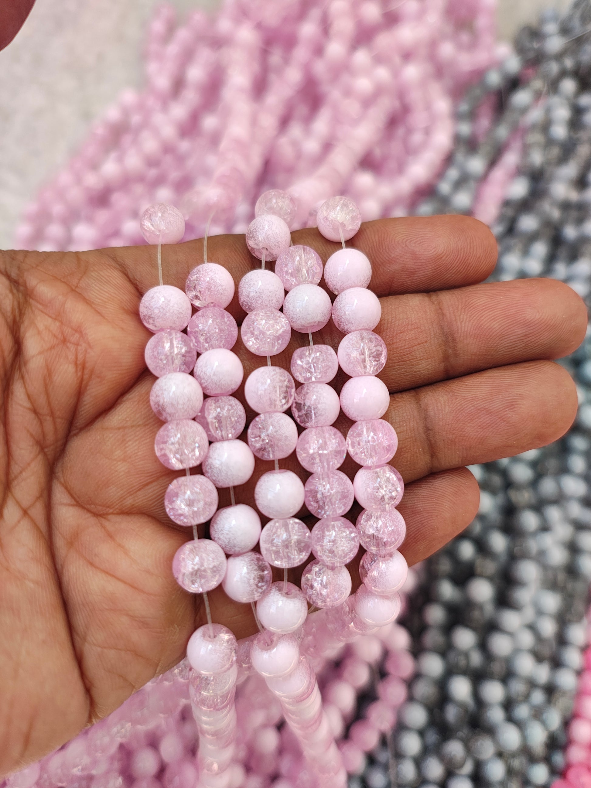 8mm milky crackle glass beads( 10 colour)