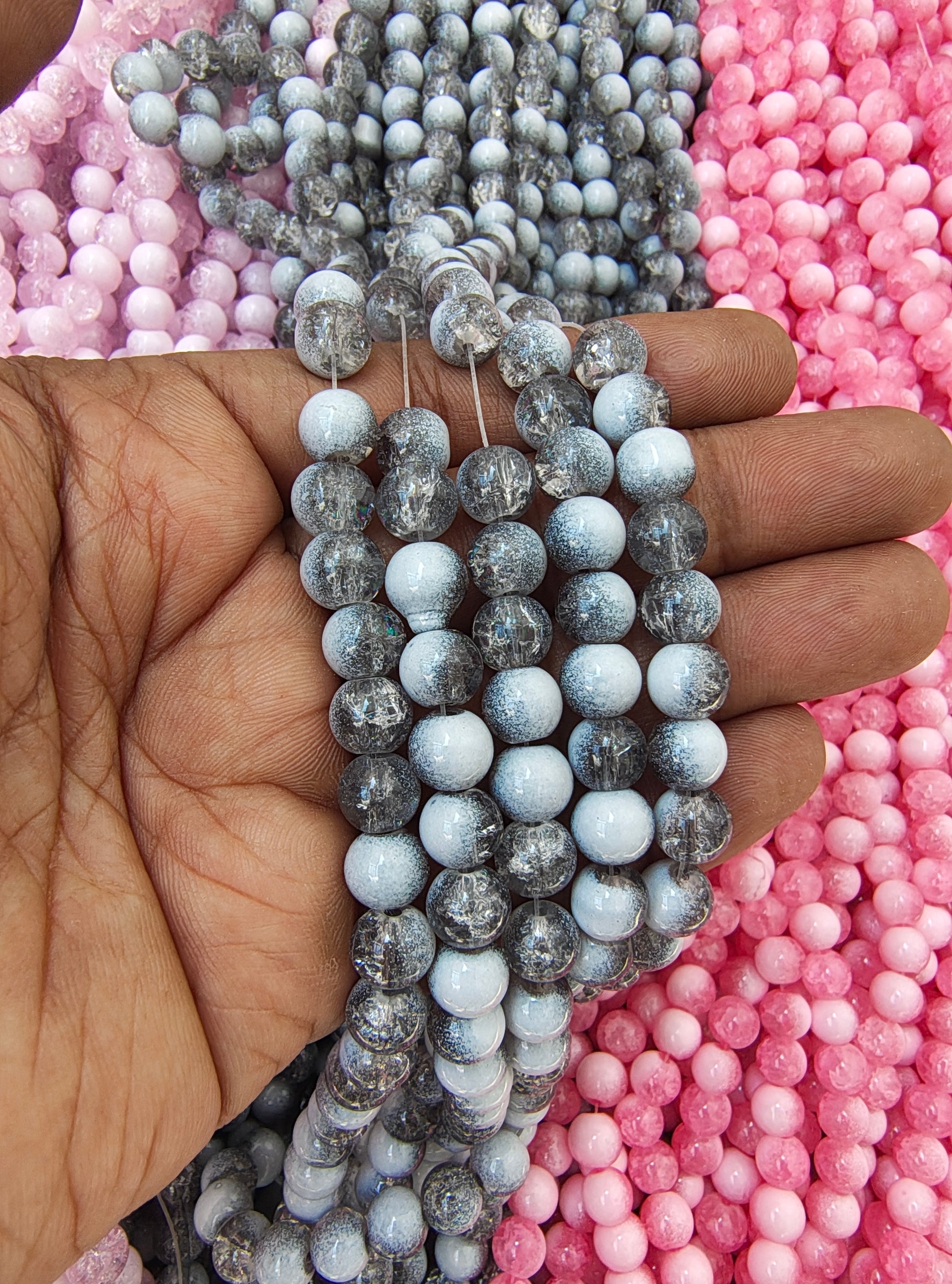8mm milky crackle glass beads( 10 colour)