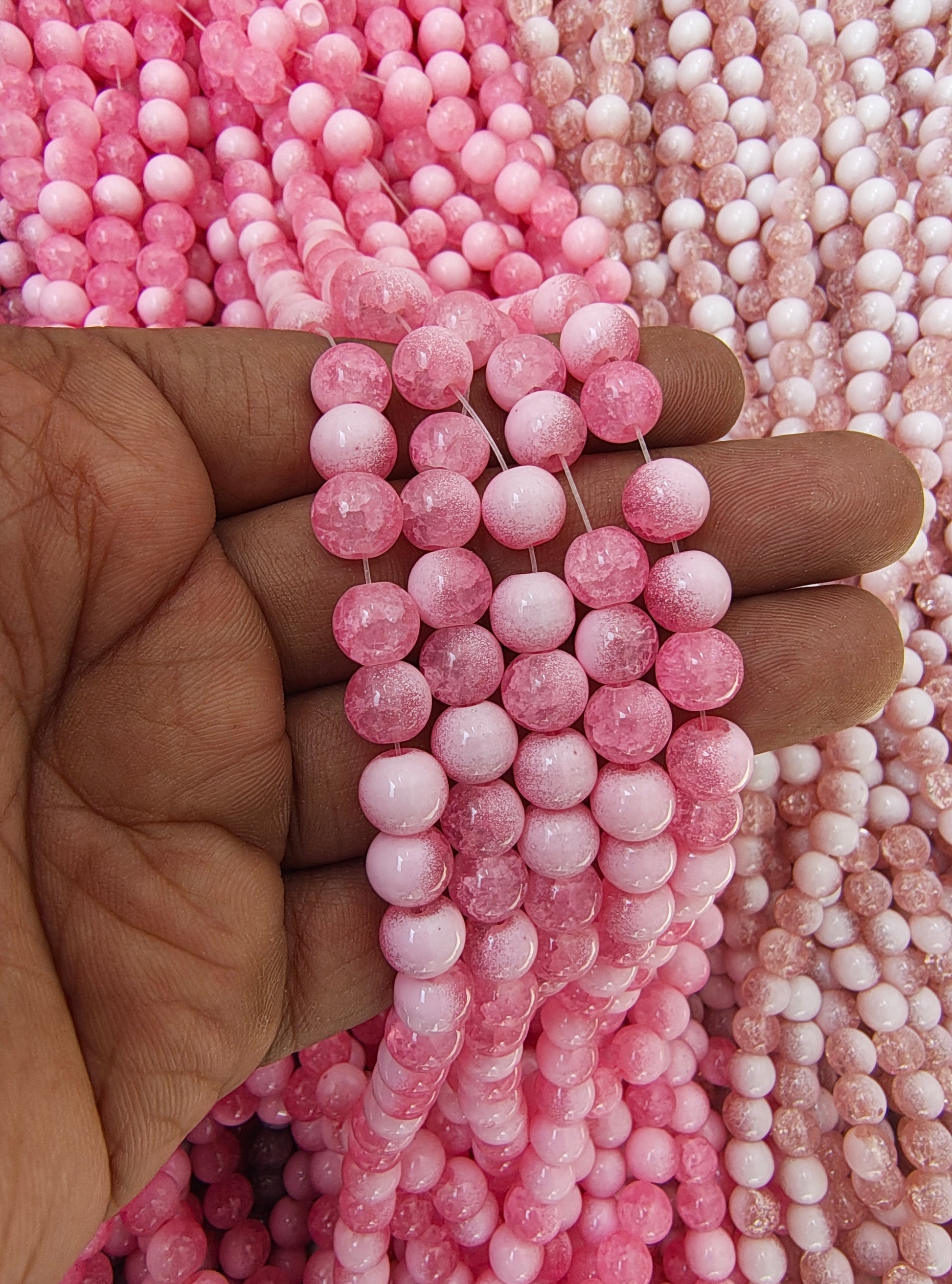 8mm milky crackle glass beads( 10 colour)