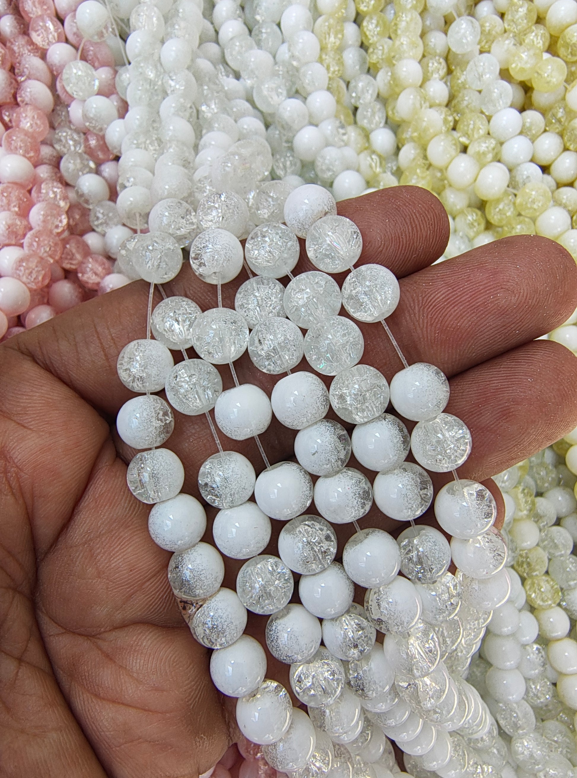 8mm milky crackle glass beads( 10 colour)