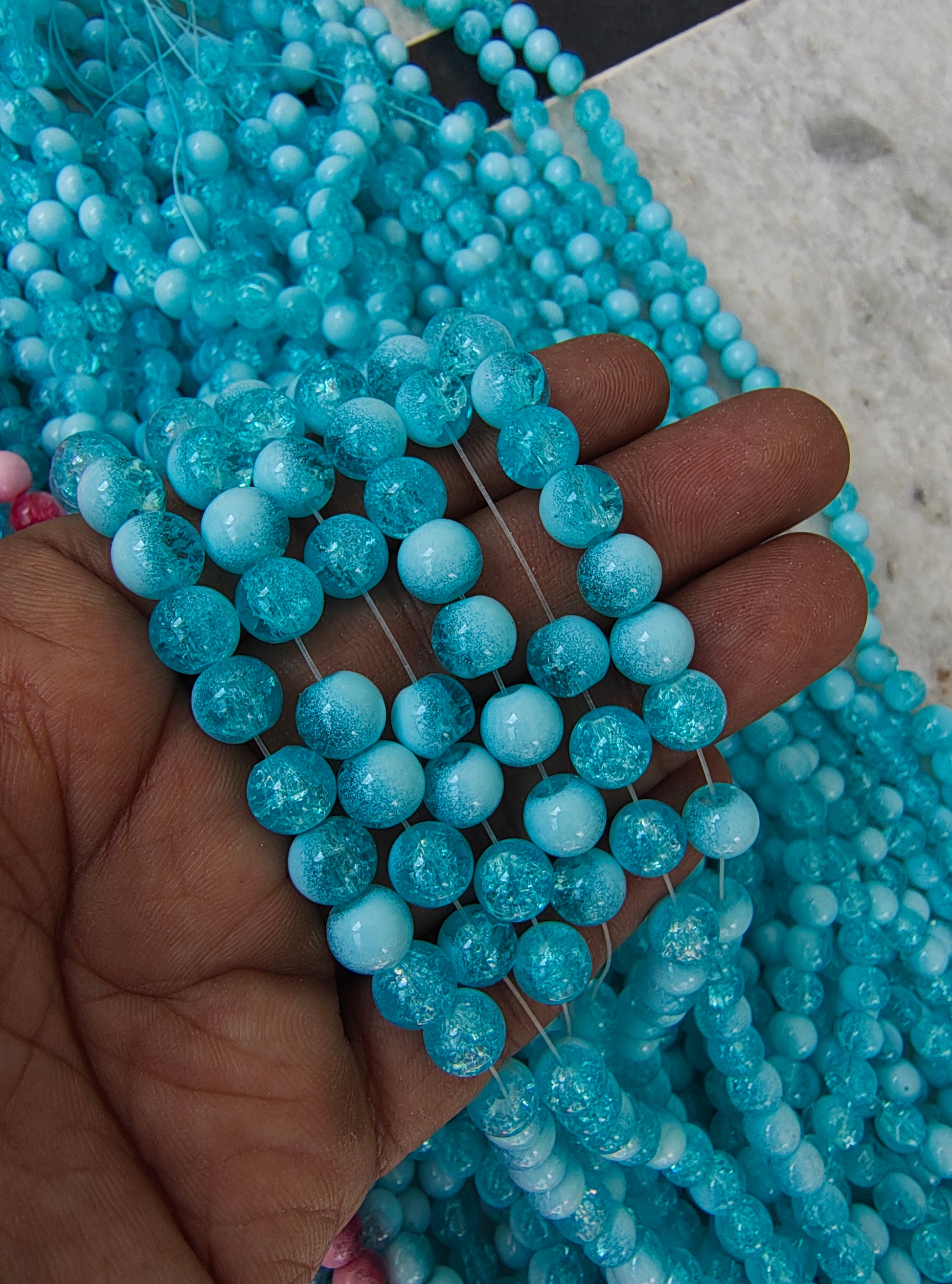 8mm milky crackle glass beads( 10 colour)