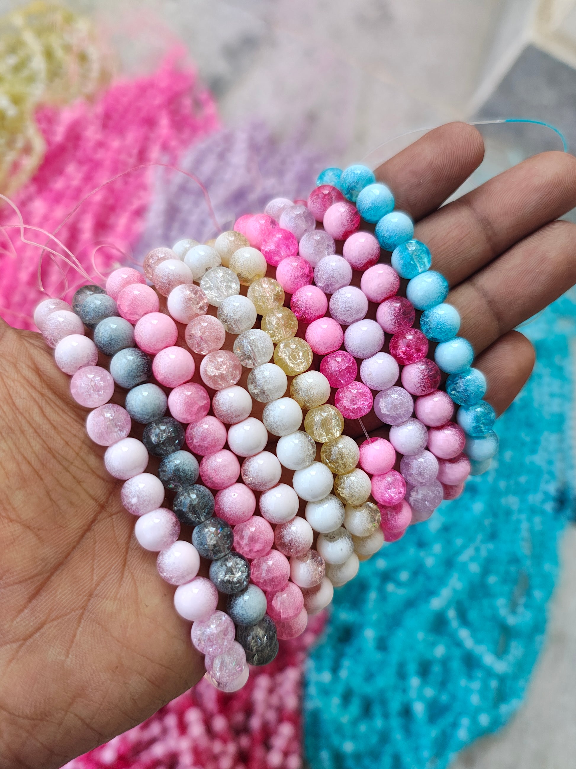 8mm milky crackle glass beads( 10 colour)