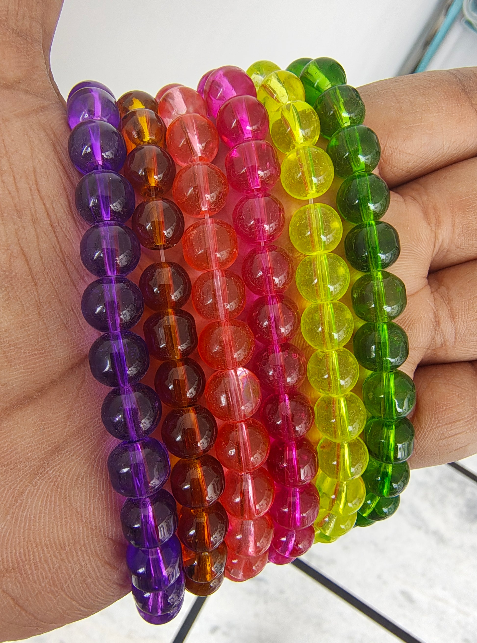8mm transparent colour glass beads
