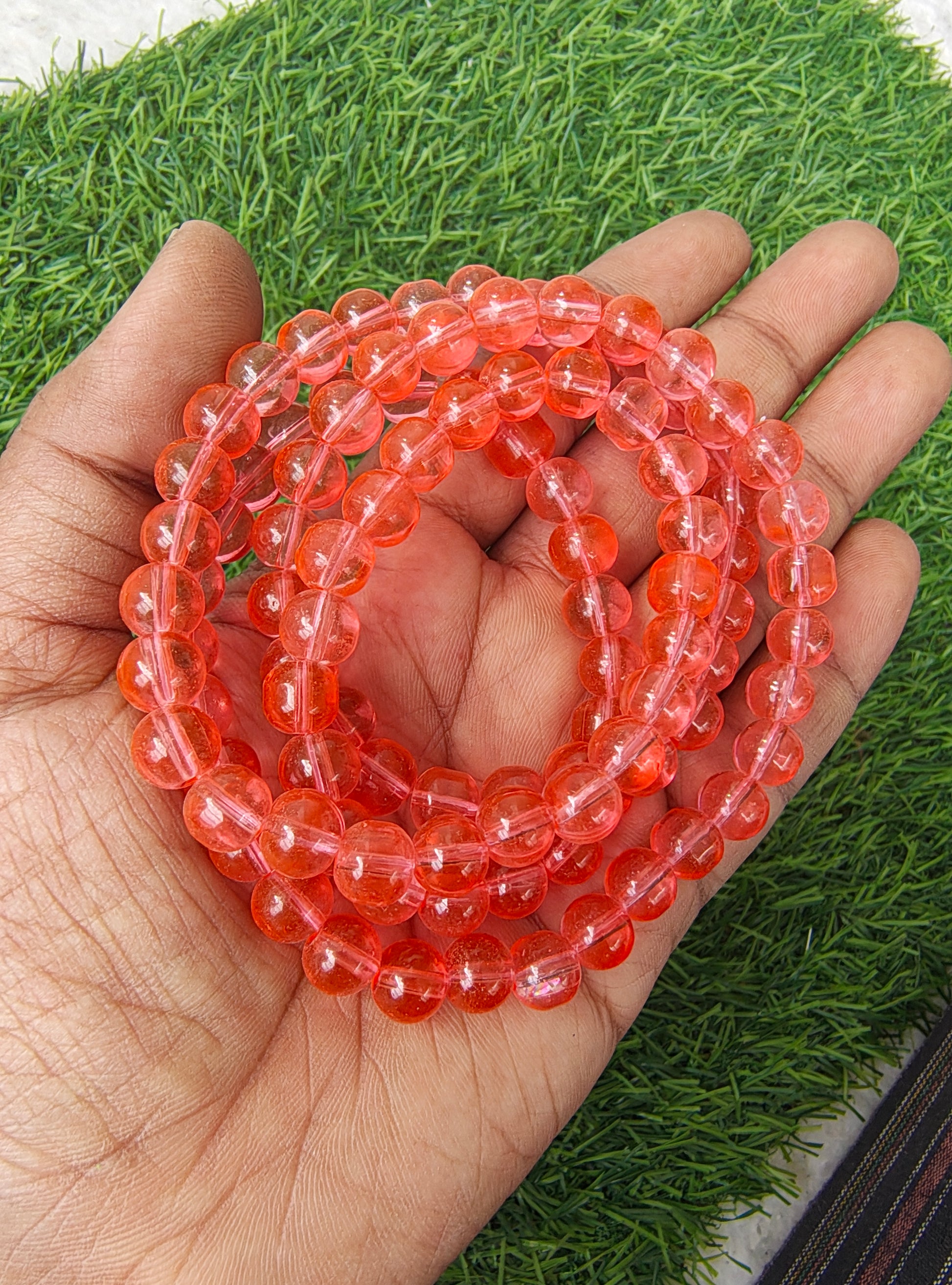 8mm transparent colour glass beads