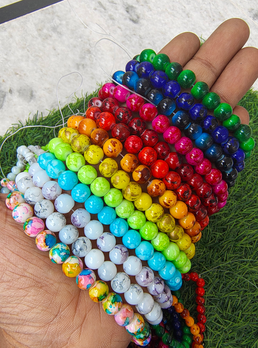 8mm printed glass beads