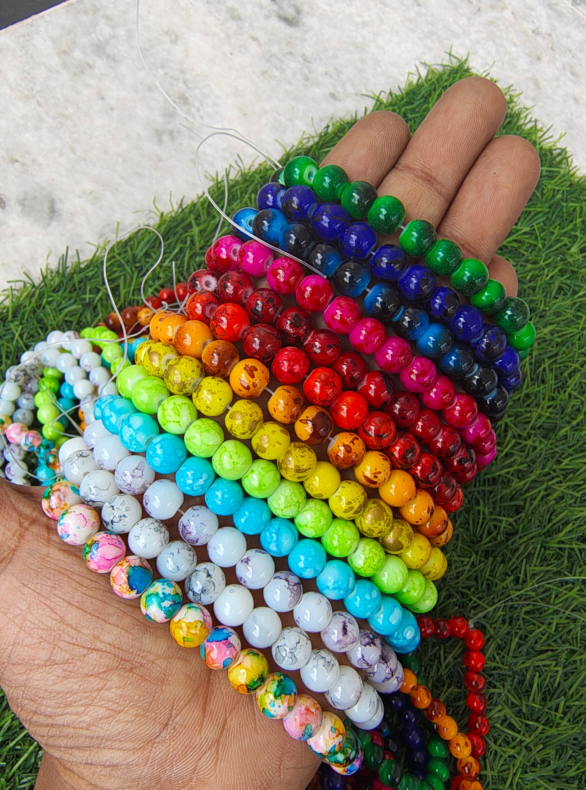 8mm printed glass beads