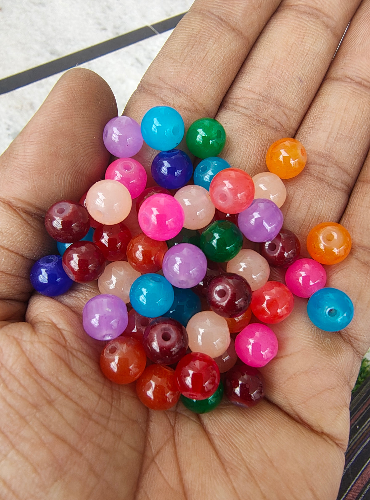 8mm mix colour glass beads ( GB4014 )