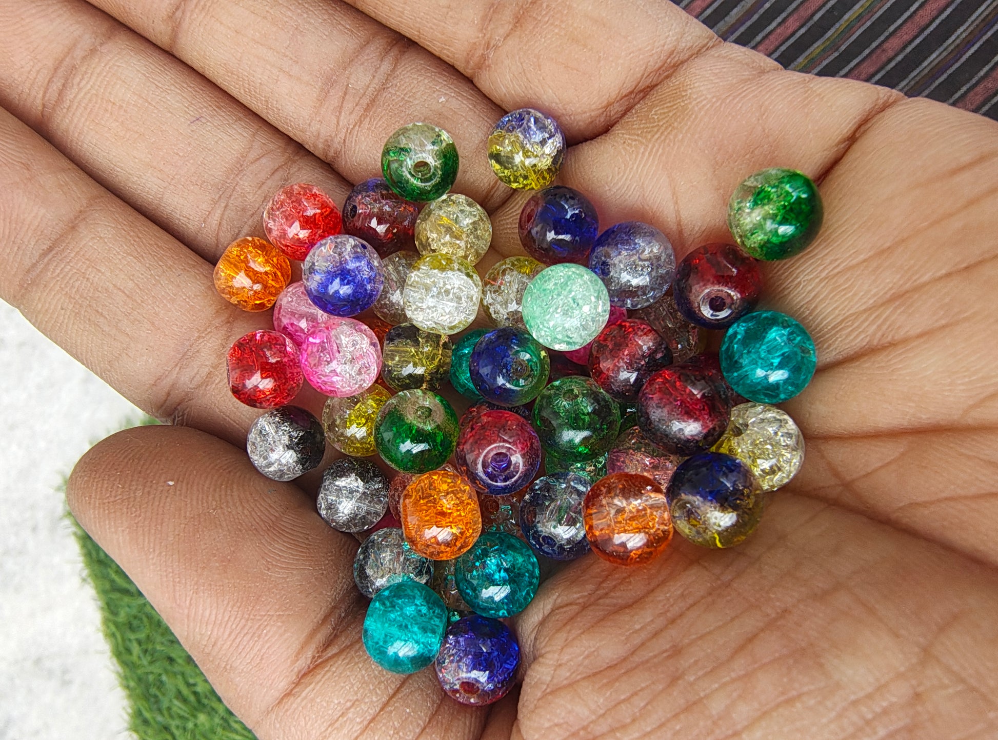 8mm mix colour crackle glass beads