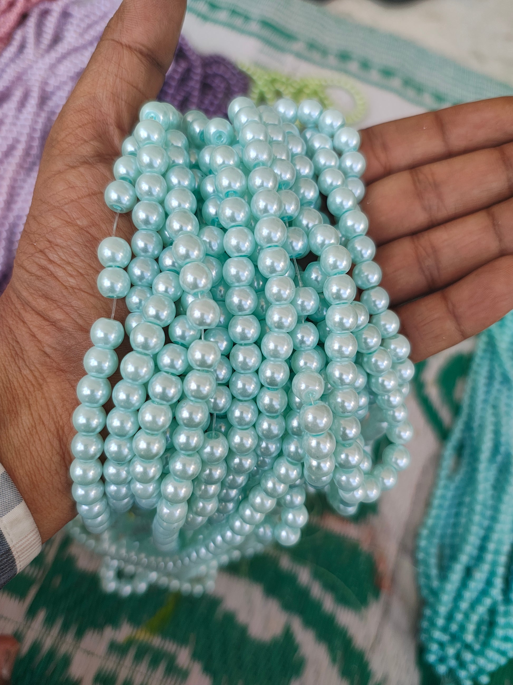 8mm colour glass pearl beads