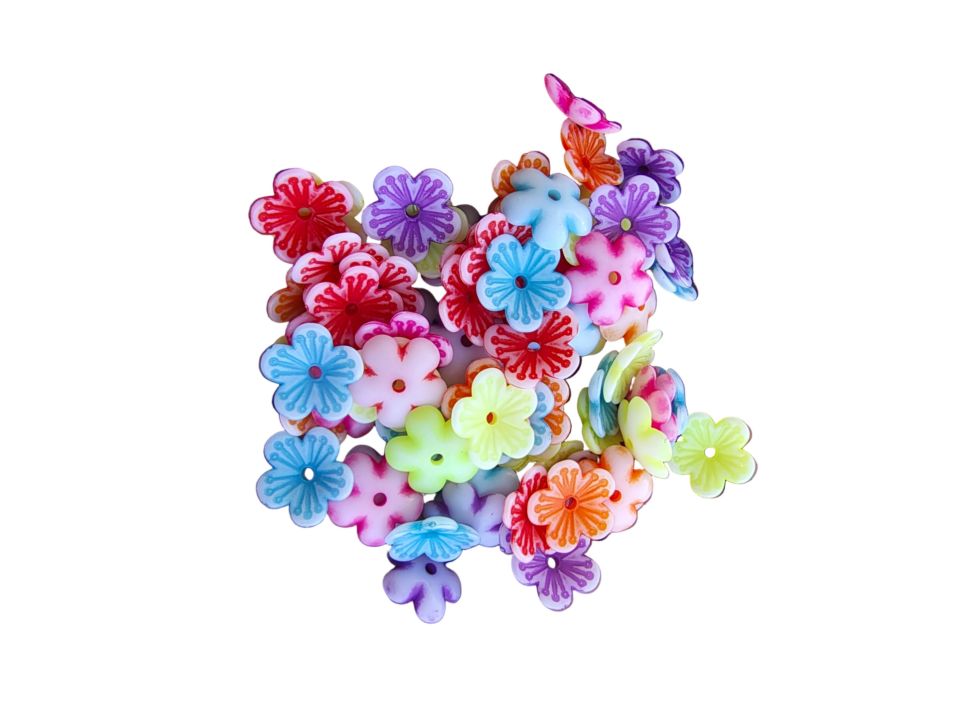 Acrylic pastel flower / beads cap