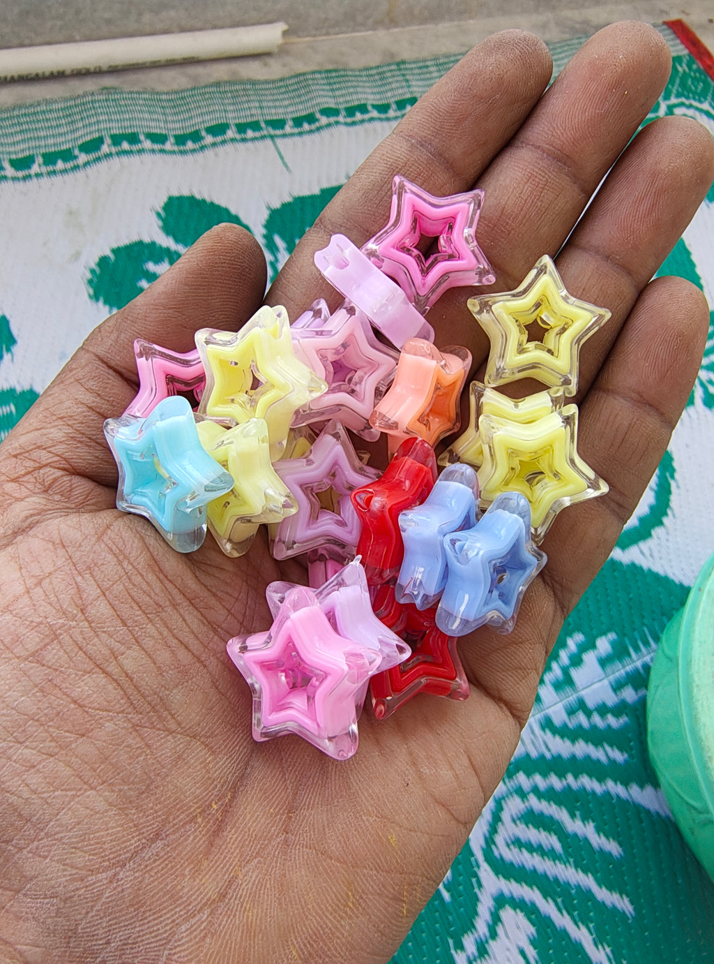 Acrylic dual heart star beads