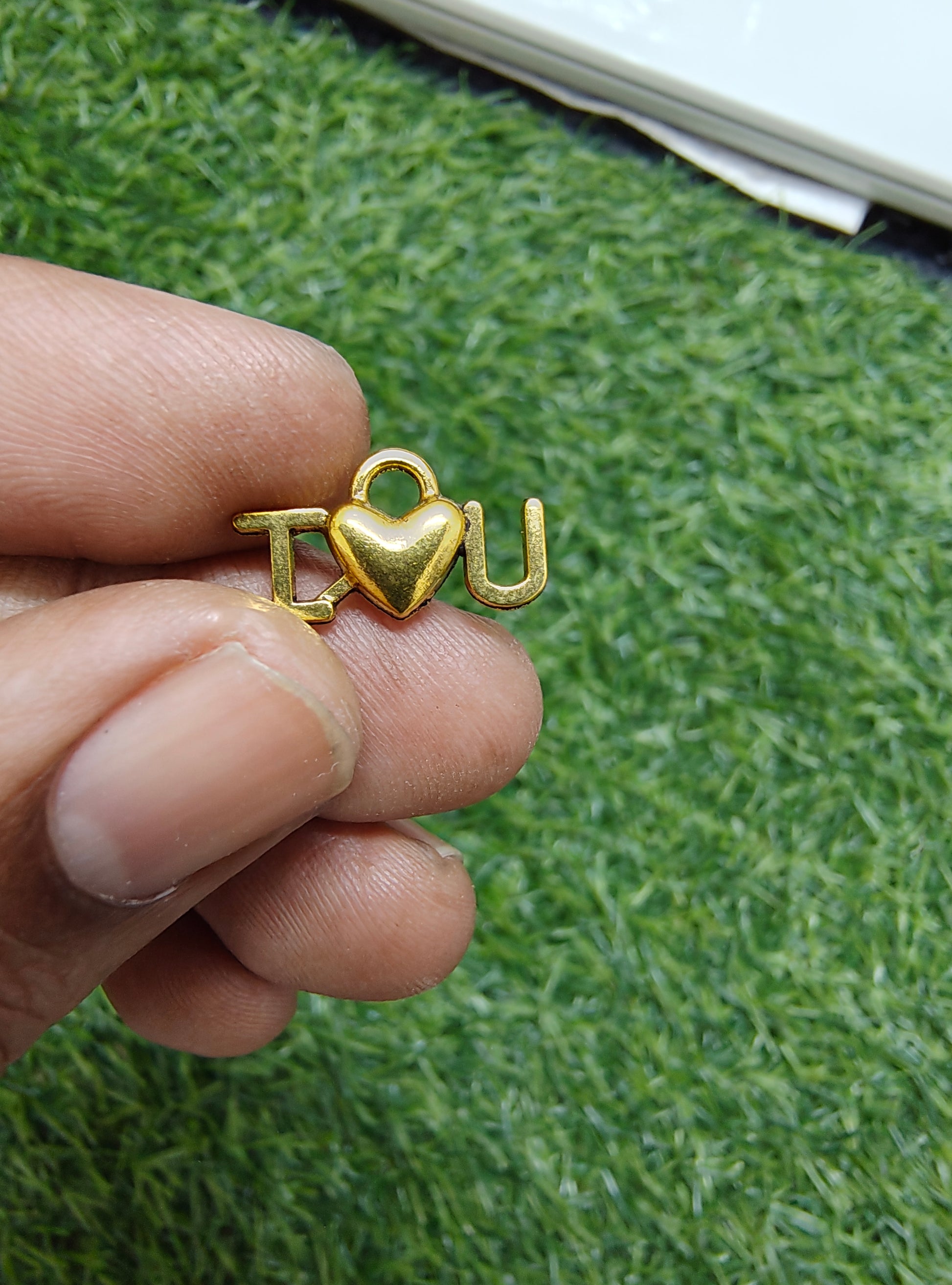 I love u metal charm