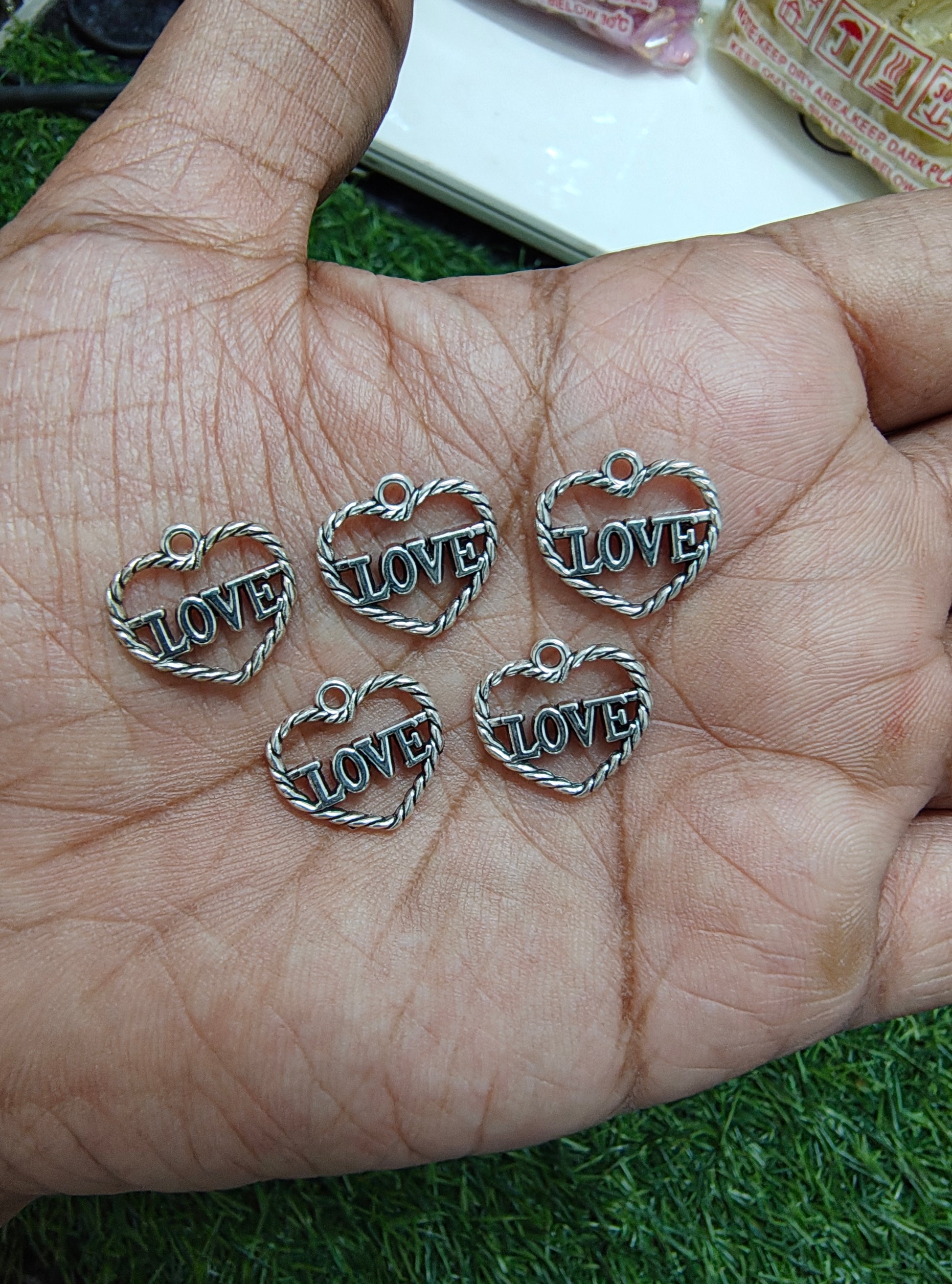 Love heart metal charm silver