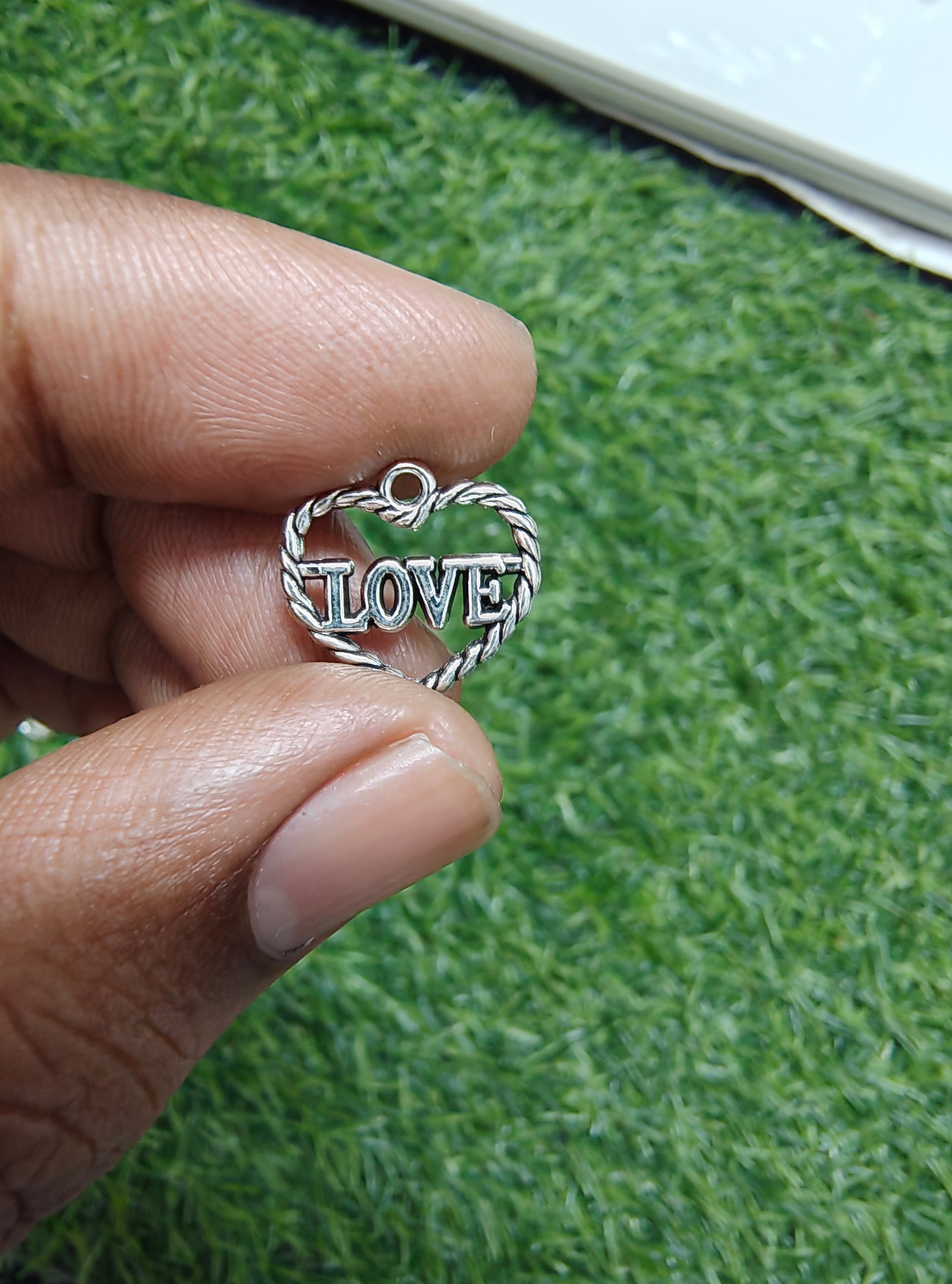 Love heart metal charm silver