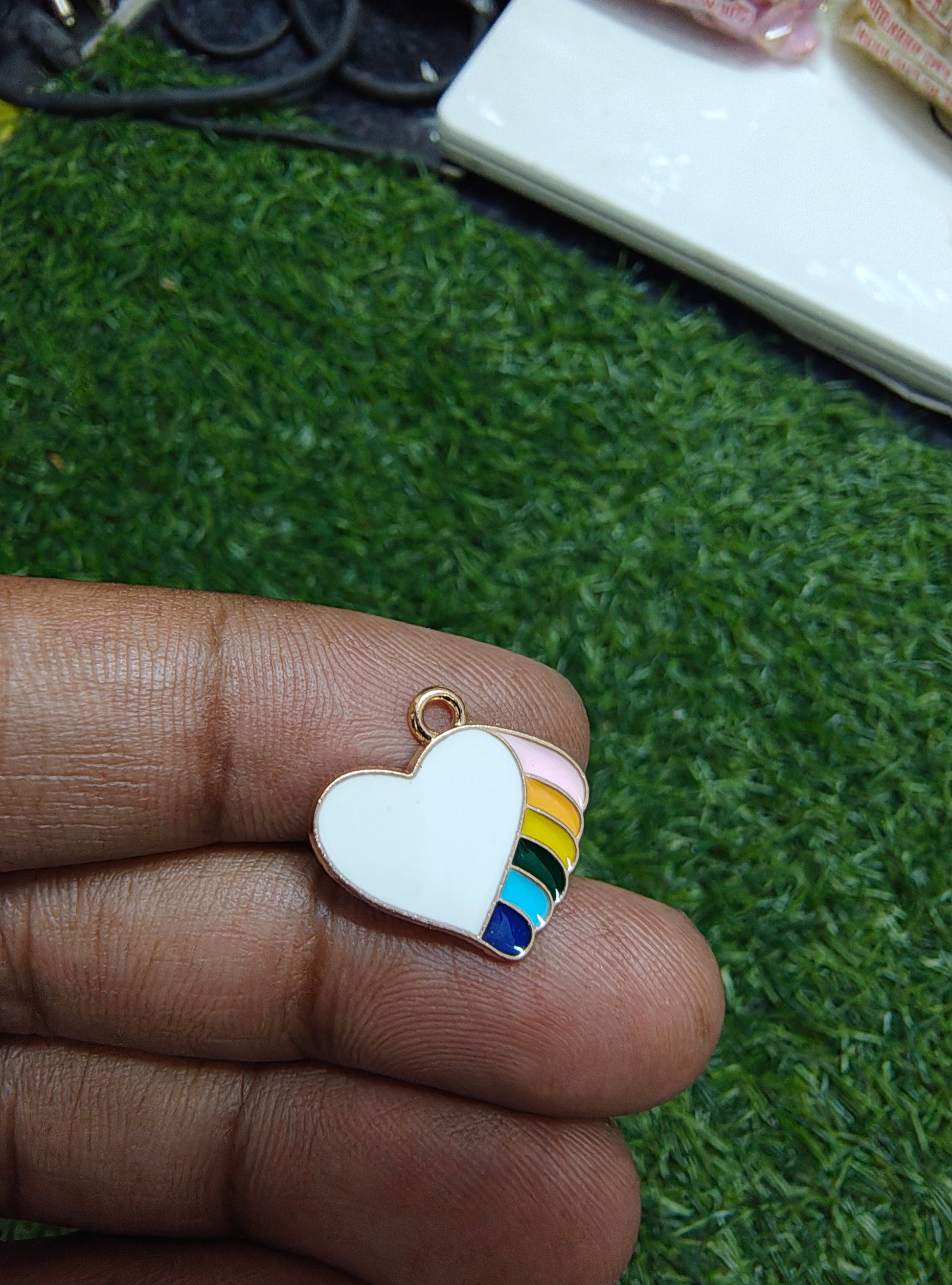 Heart rainbow charm