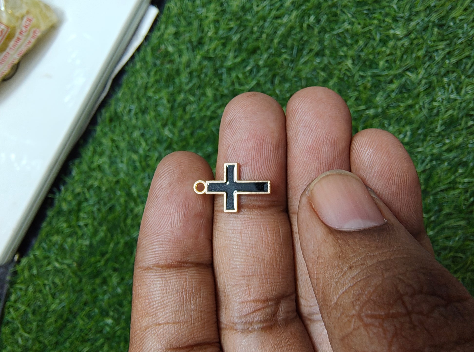 Small enamal cross charm