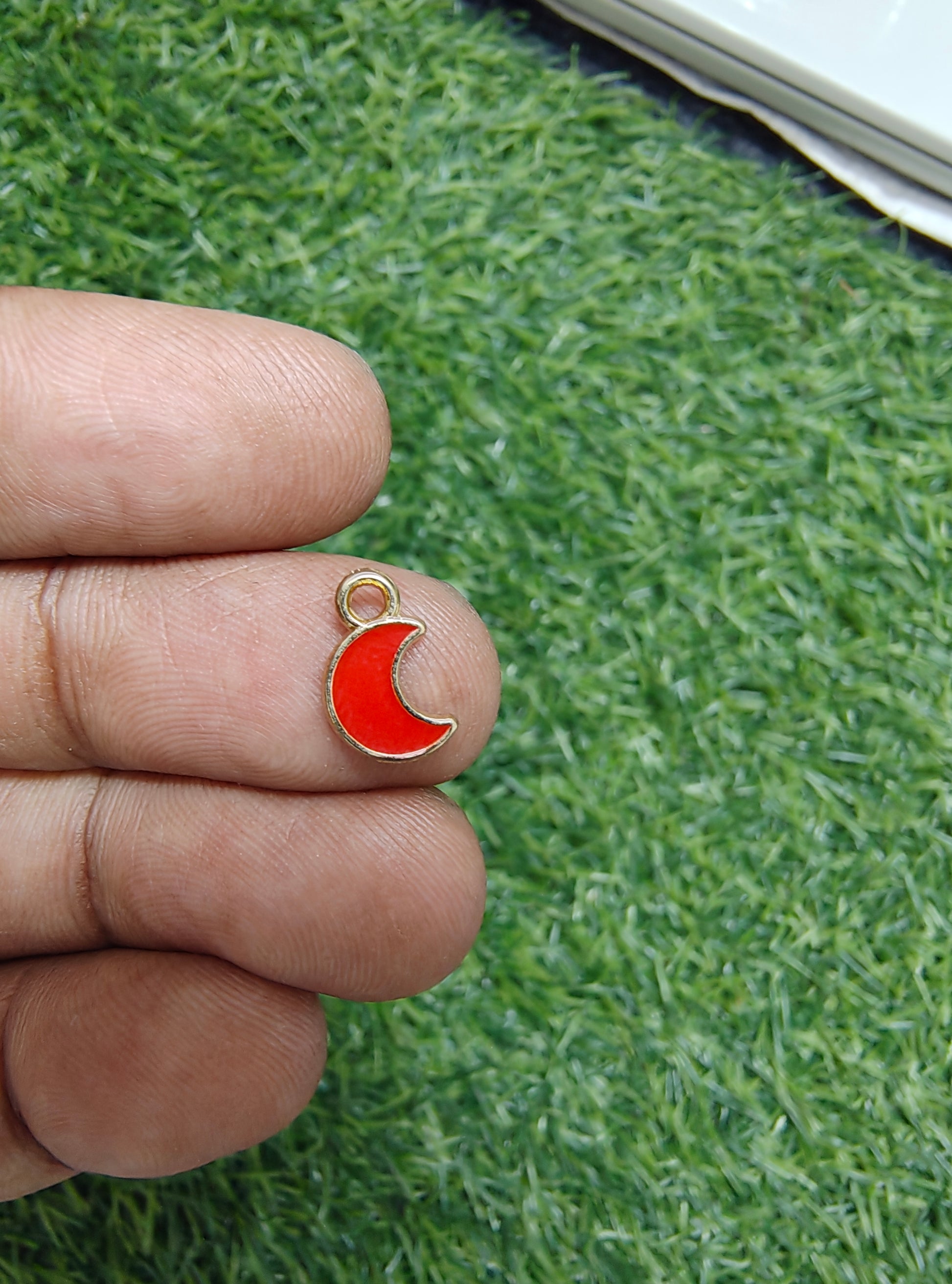 Small moon enamal charm