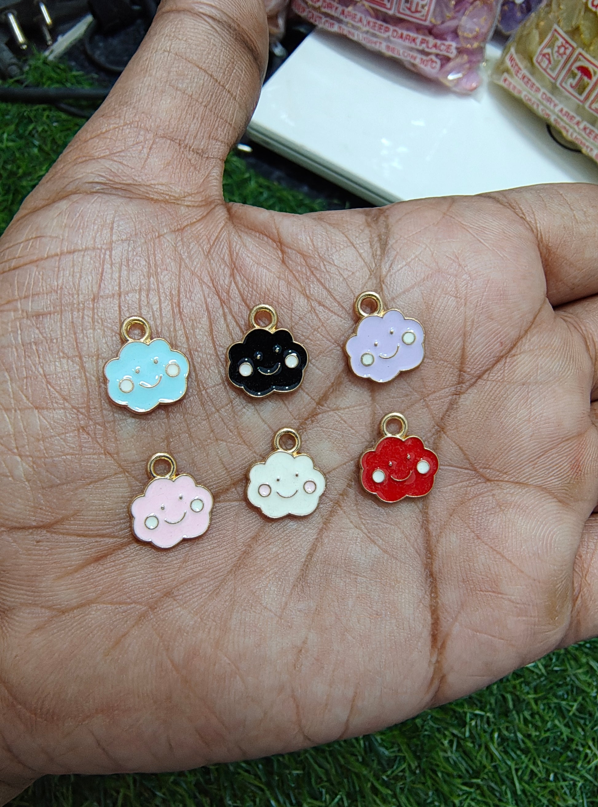 Small cloud enamal charm
