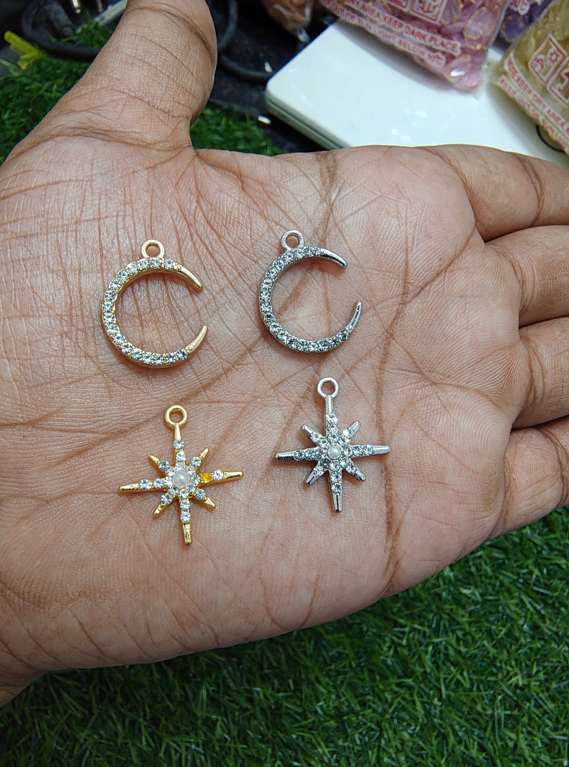 Stone moon/star charm