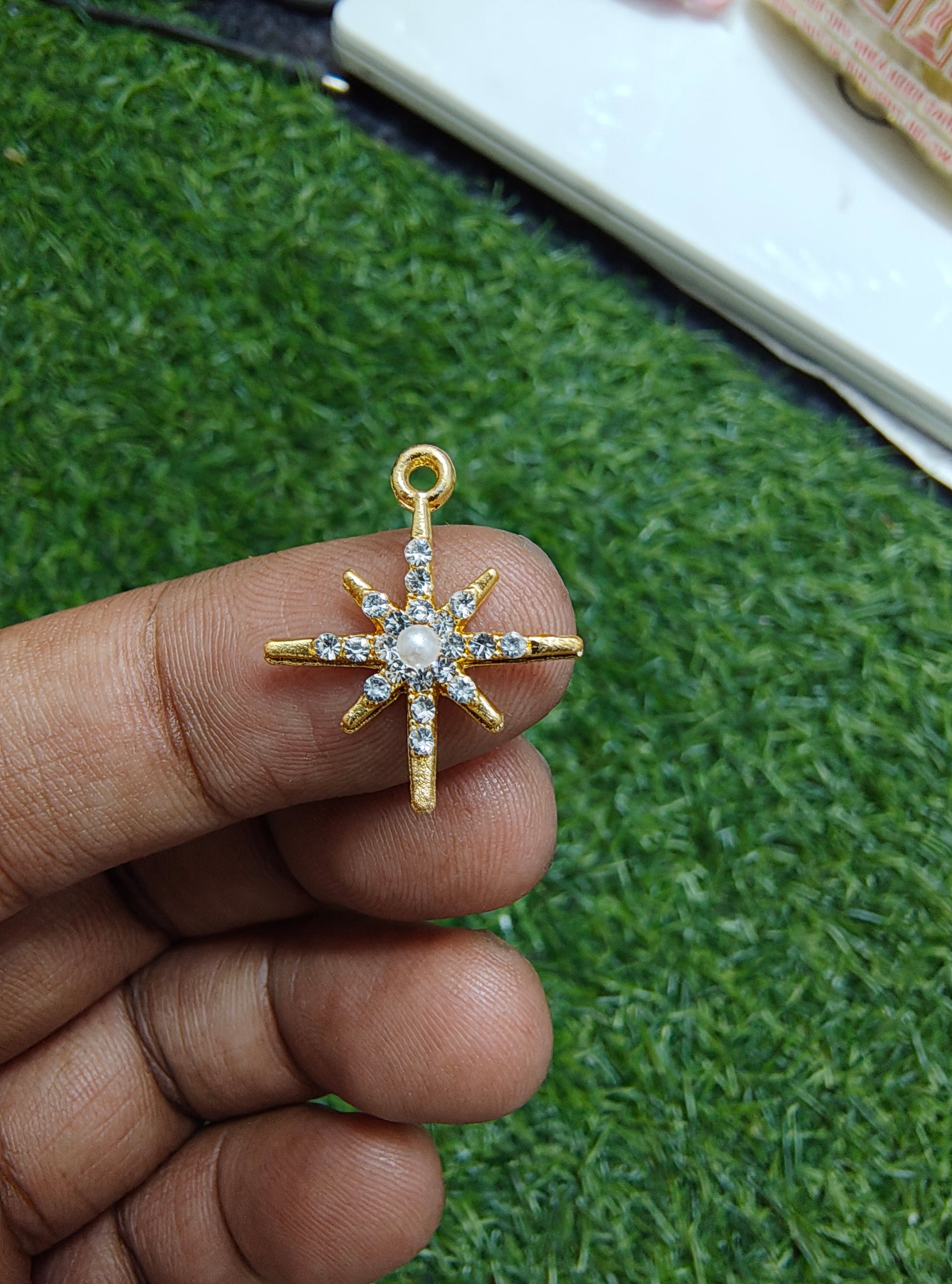 Stone moon/star charm