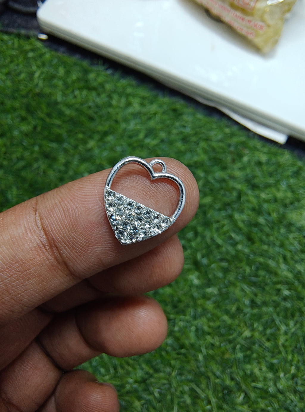 Half filll heart shape stone charm