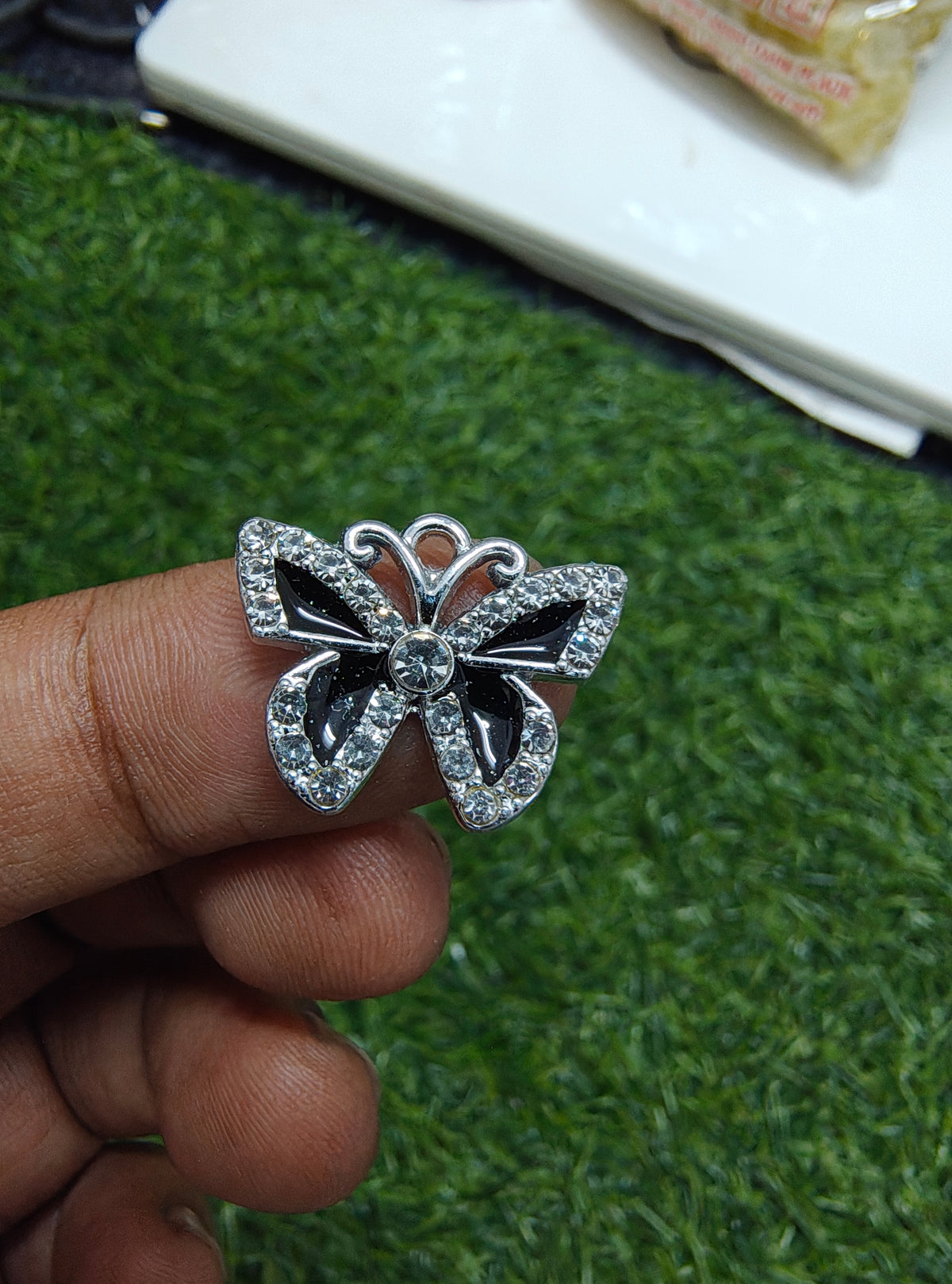 Black stone butterfly charm ( PC2007)