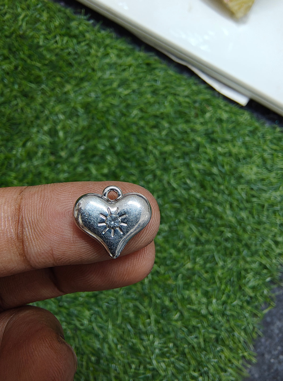 Premium quality heart charm with stone ( PC2009 )