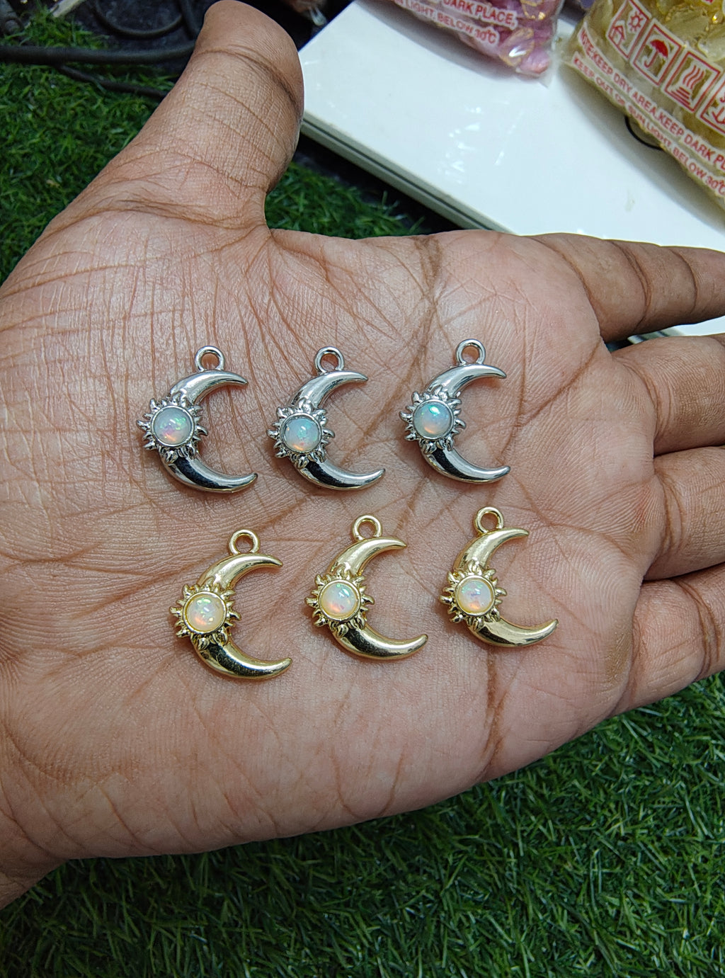 Premium quality moon charm with star stone