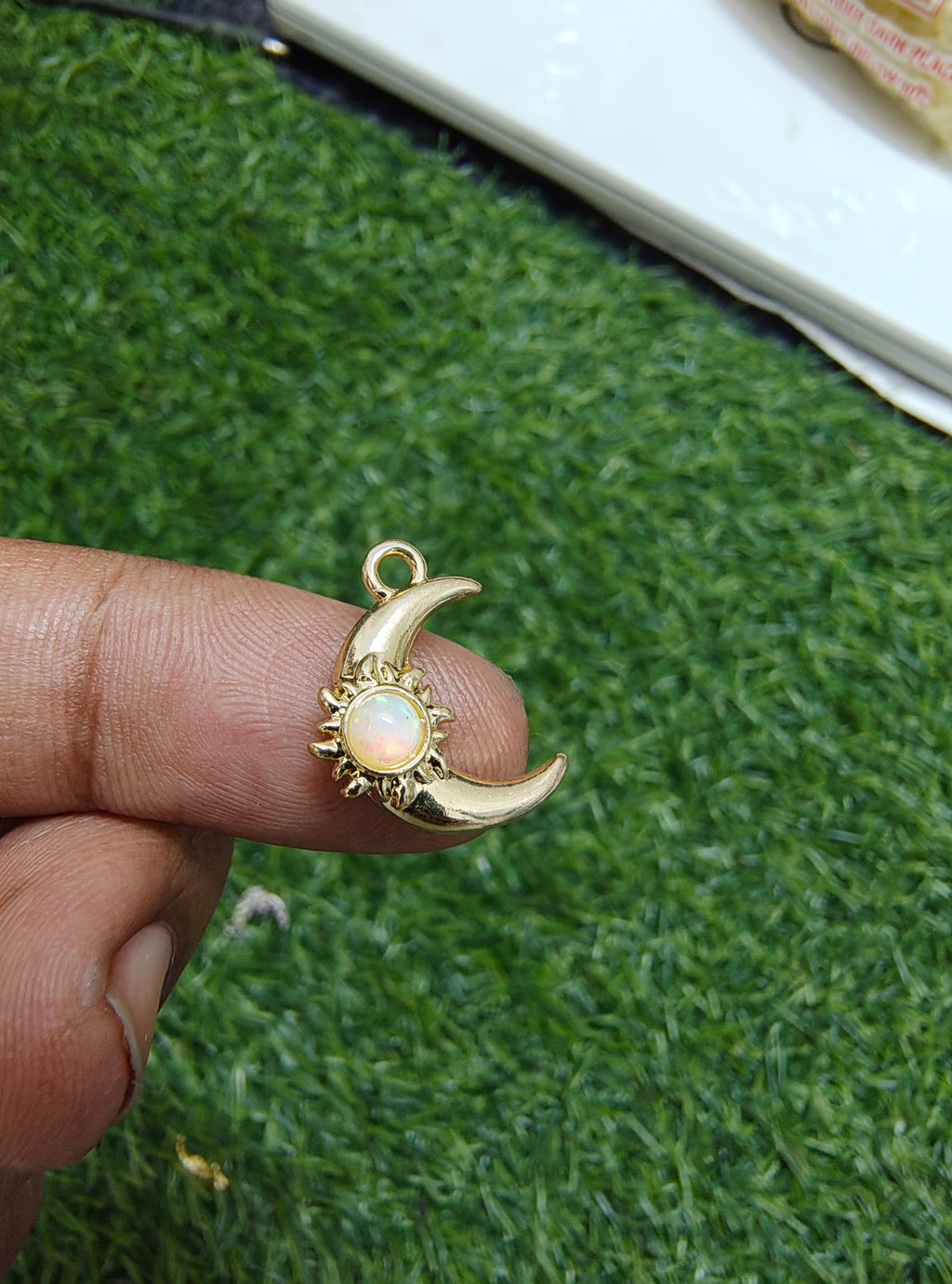 Premium quality moon charm with star stone