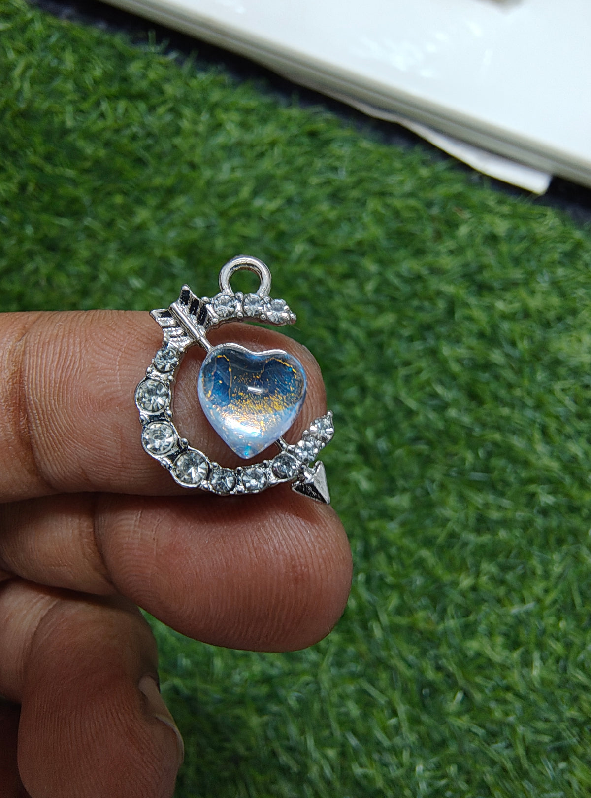Moon with inside heart stone charm ( PC2013)