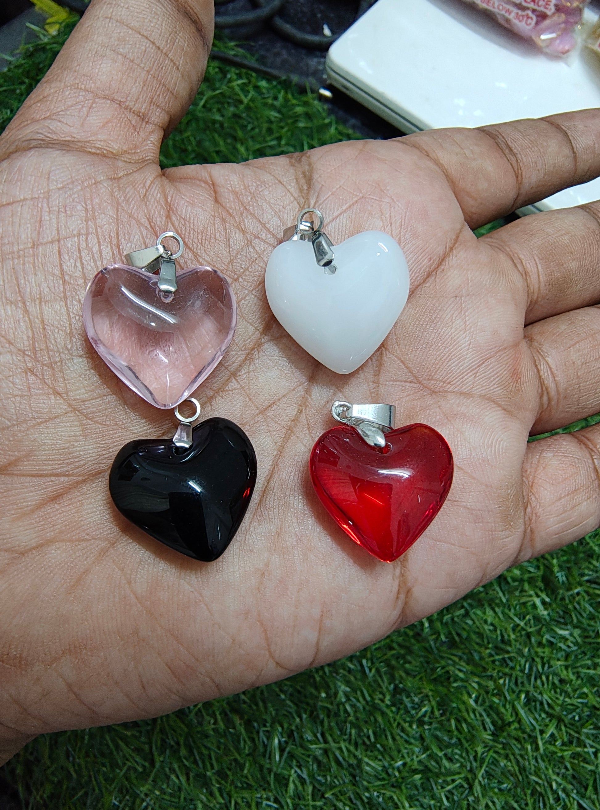 Glass heart pandent charm
