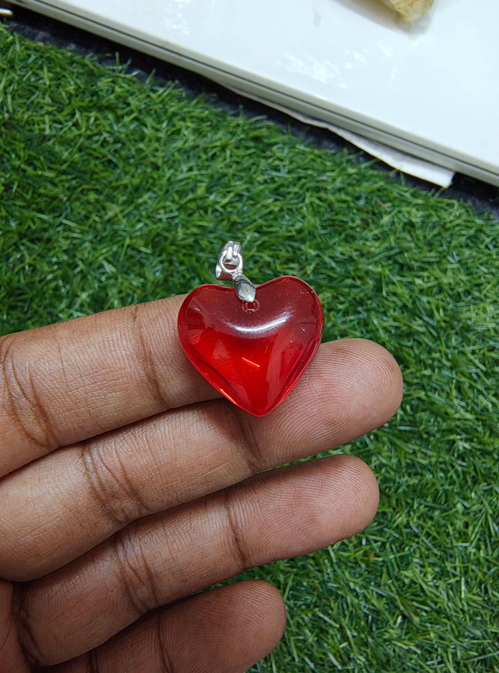 Glass heart pandent charm