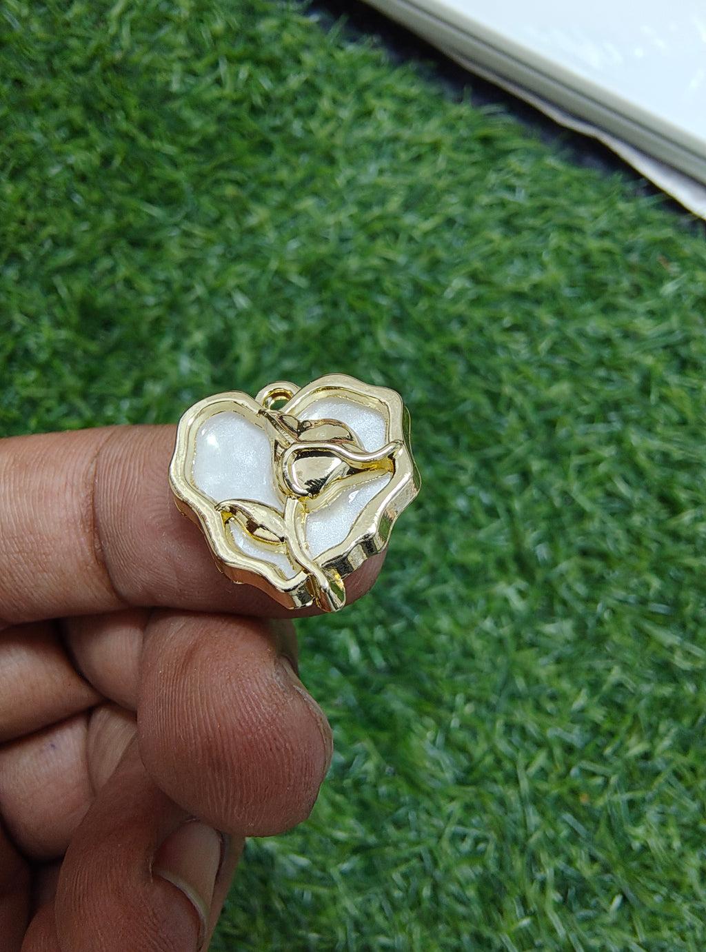 Rose in heart enamal charm