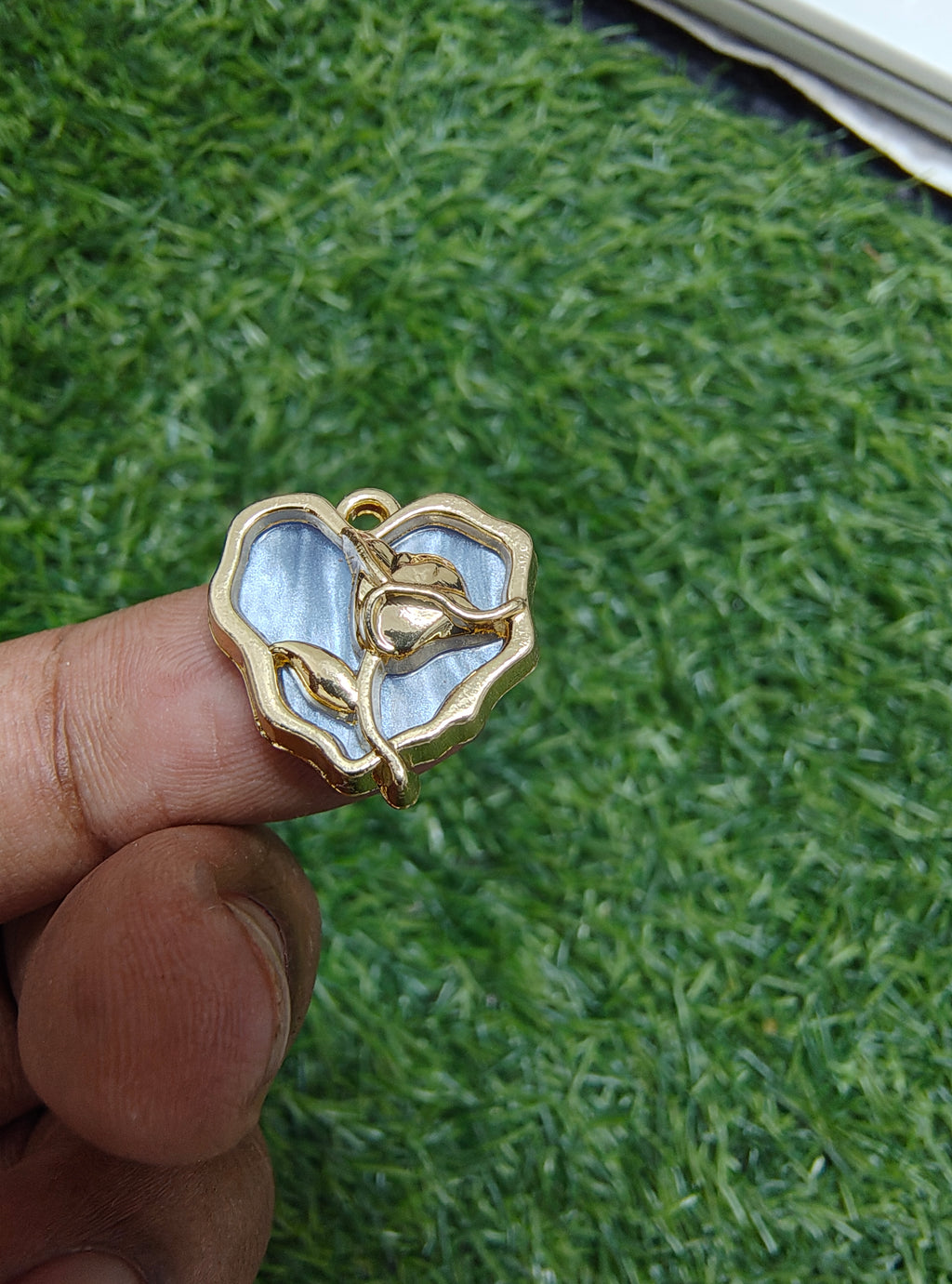 Rose in heart enamal charm
