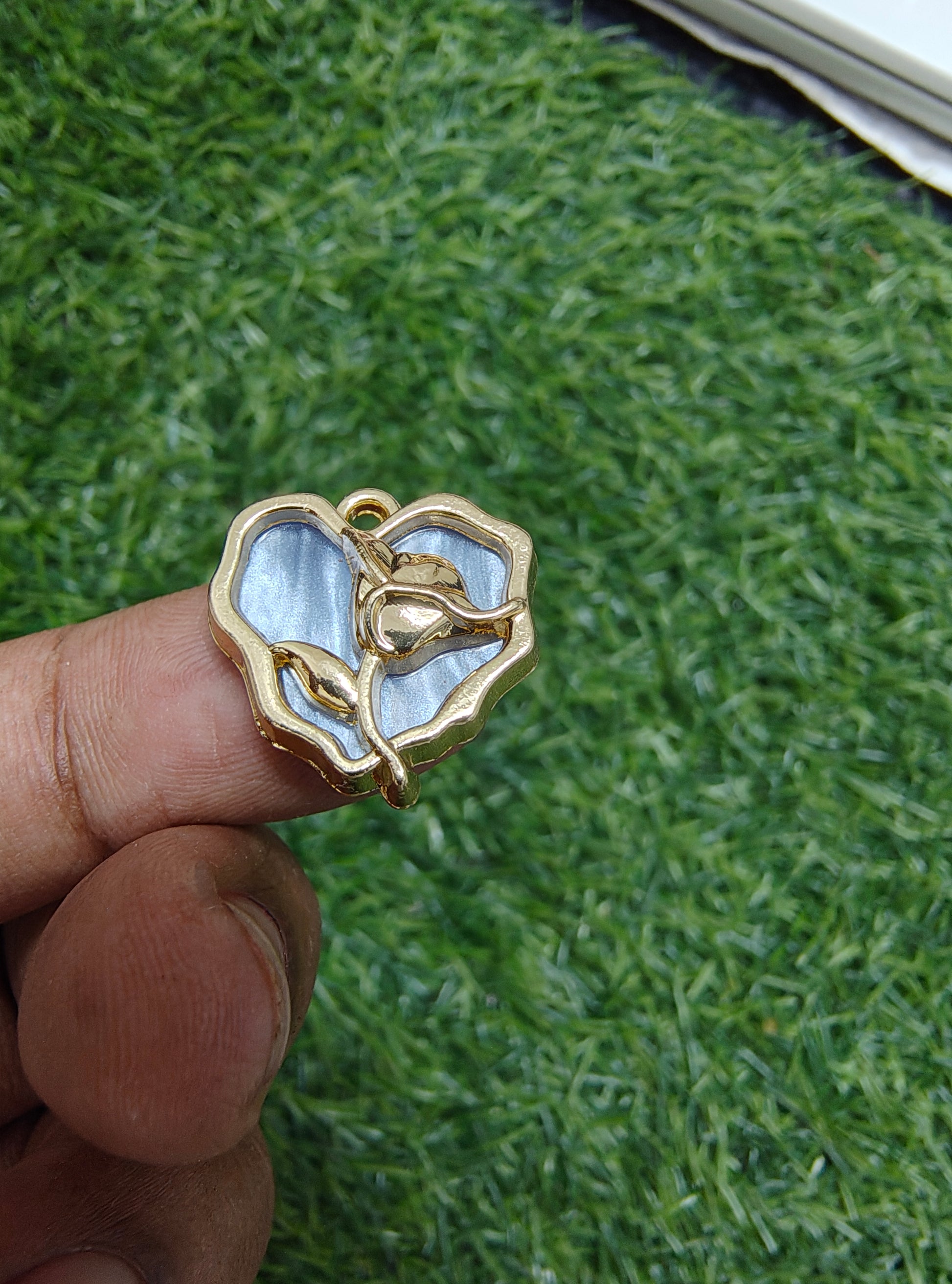 Rose in heart enamal charm