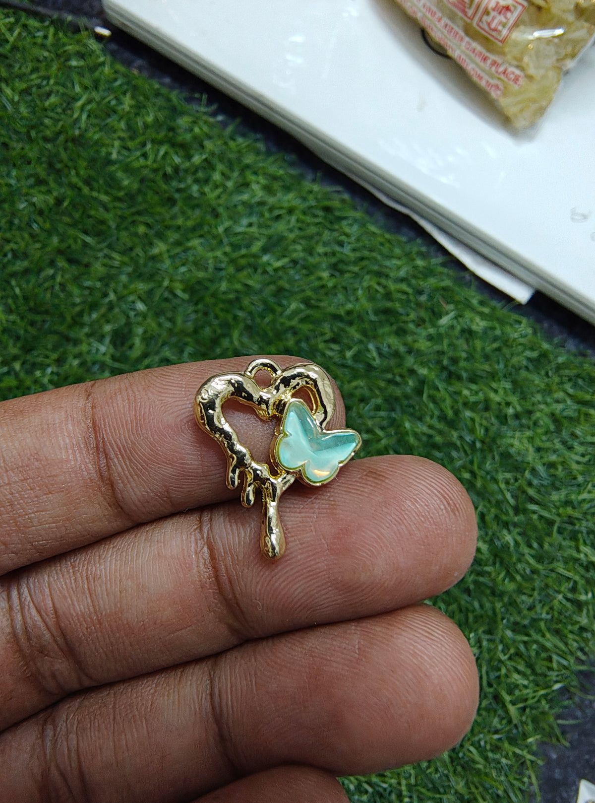 Stone butterfly with heart charm ( PC2022)