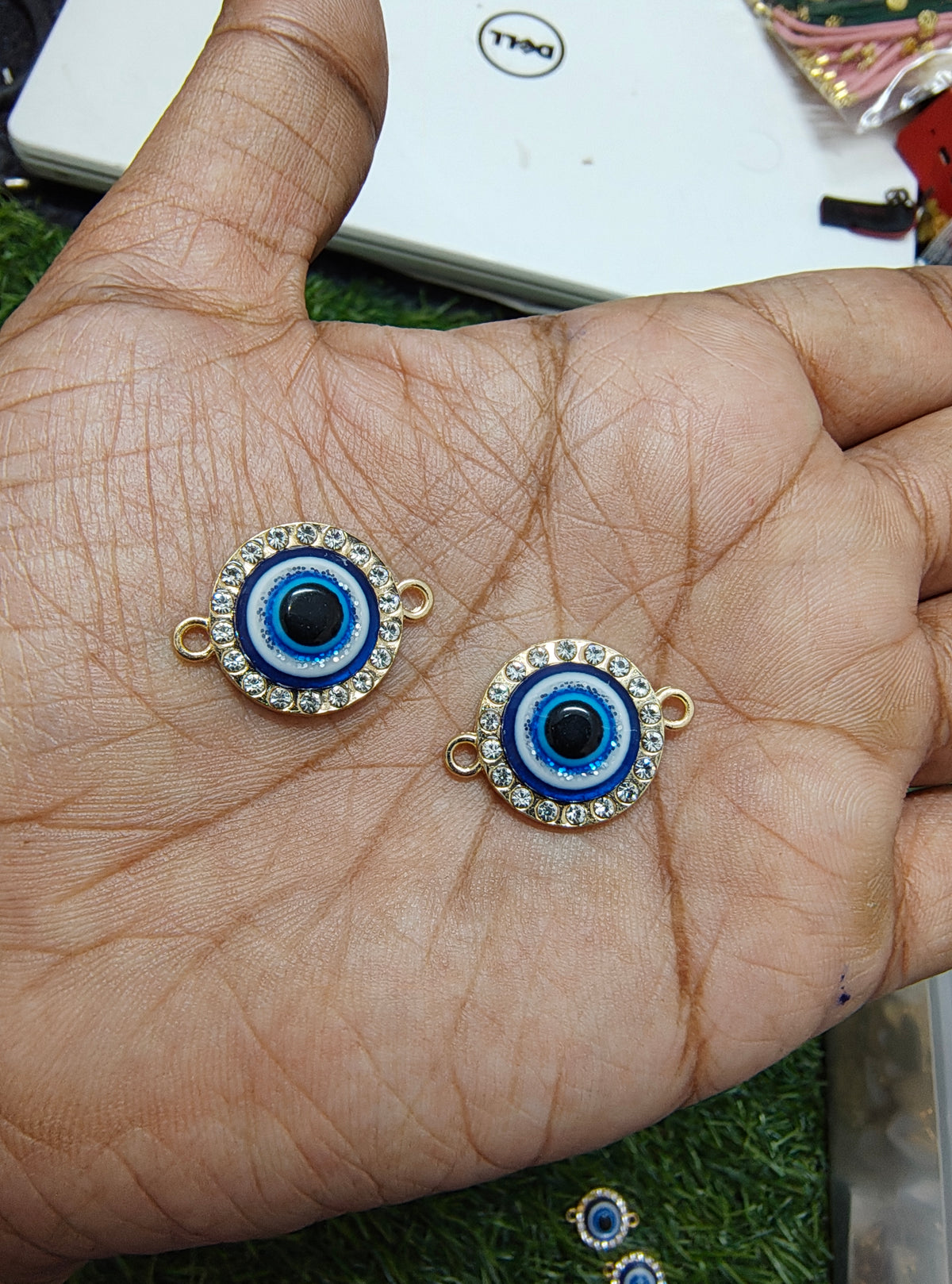 Round evileye stone bracelet charm ( RC3036 )