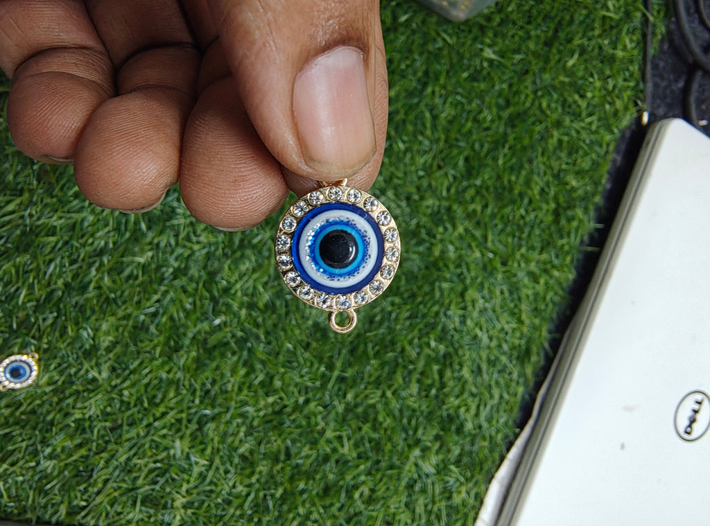 Round evileye stone bracelet charm