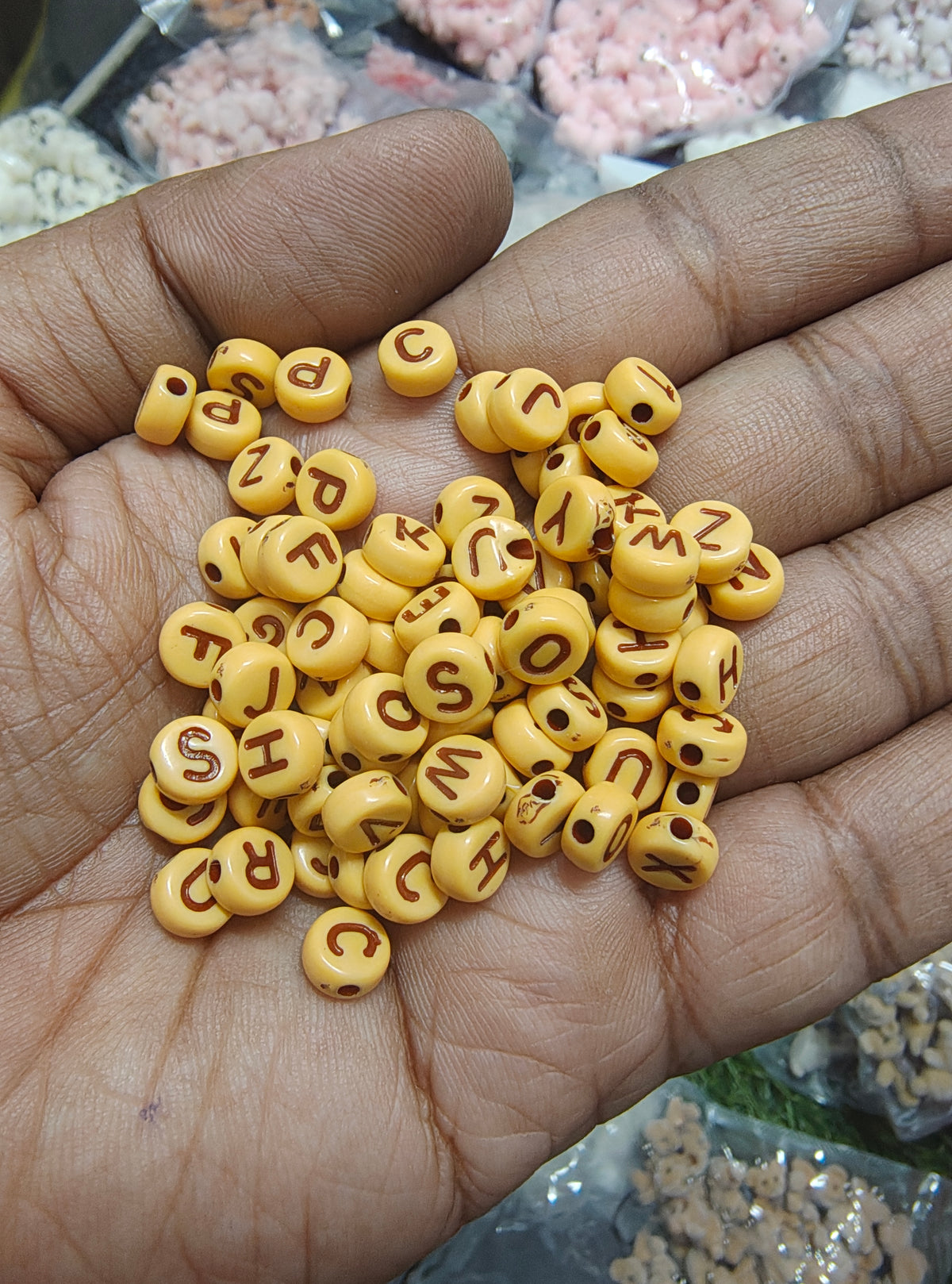 Acrylic Yellow alphabet beads (ALB4001)