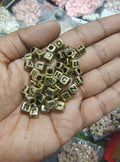 Golden square alphabet beads (ALB4009)