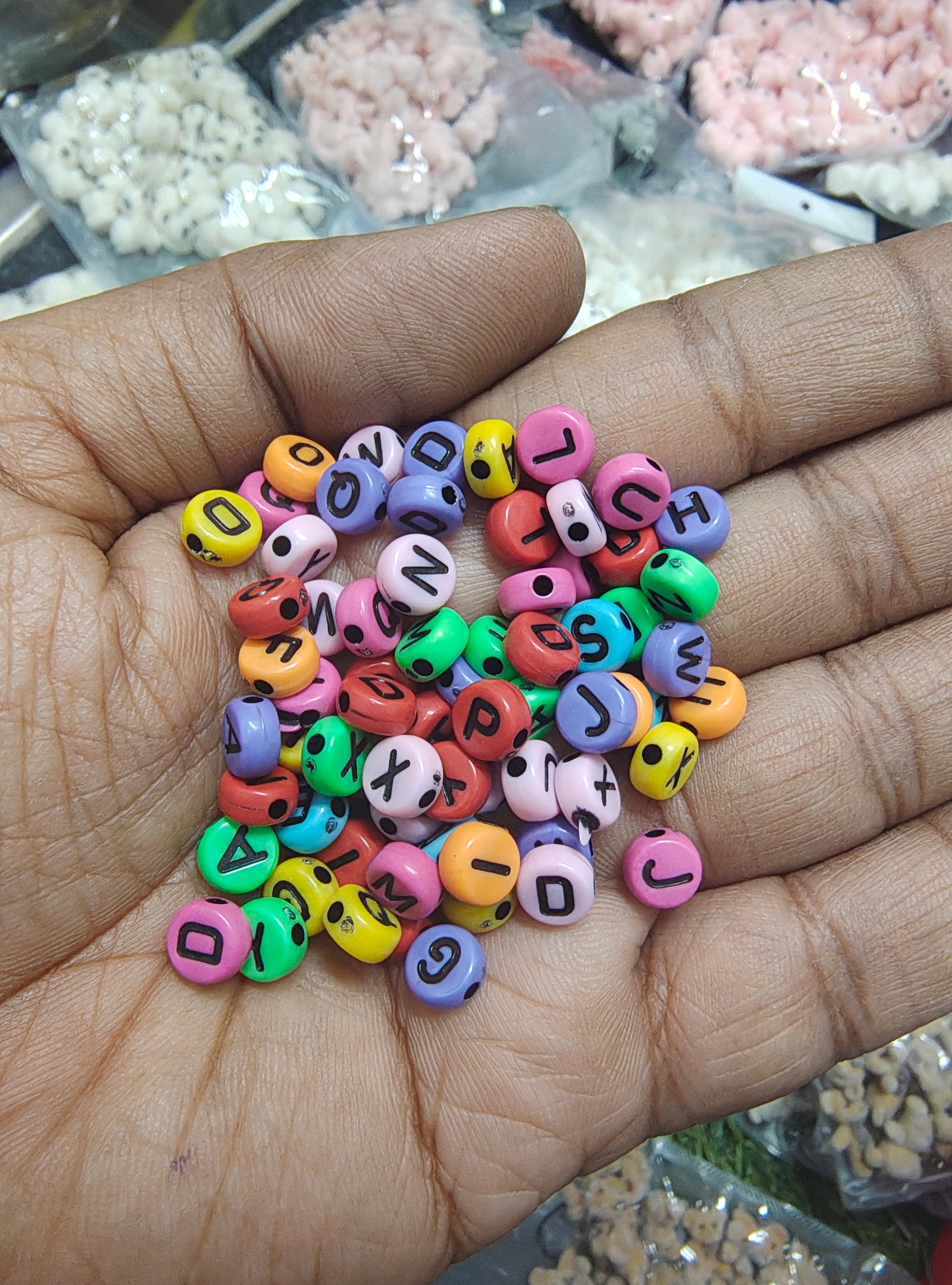 Multicolour round alphabet beads