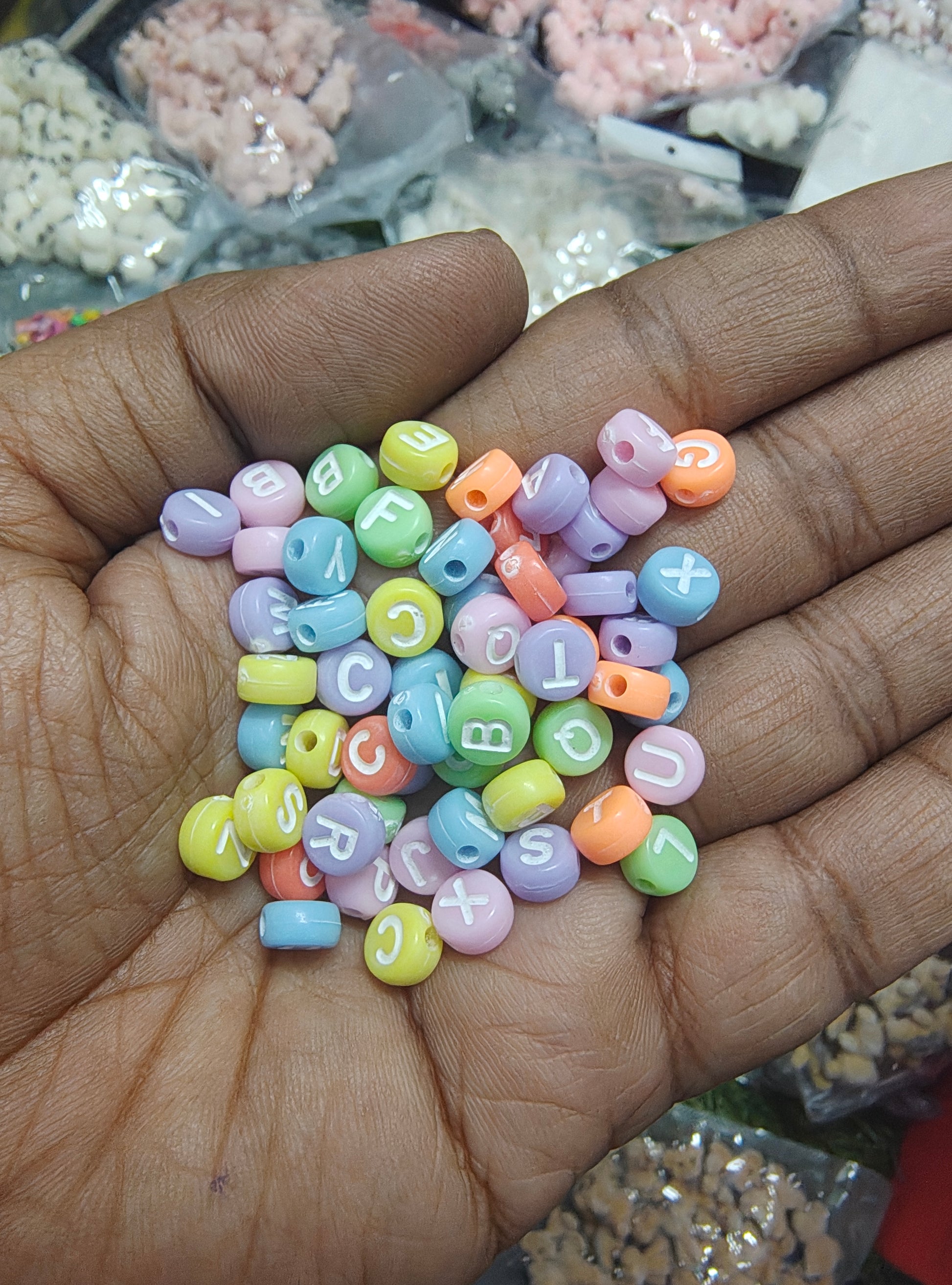 Light multicolour alphabet beads