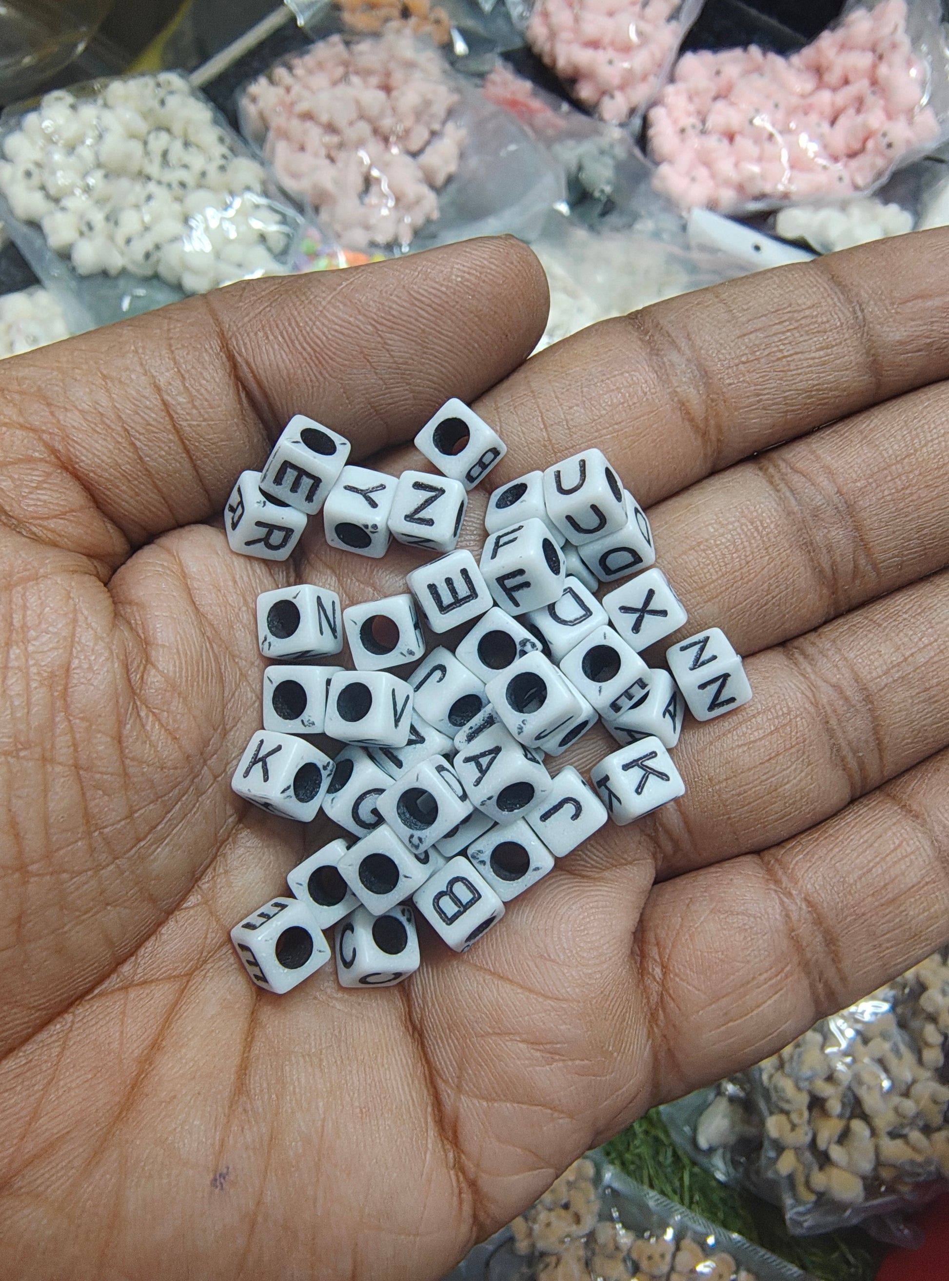 Square b/w alphabet beads