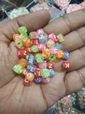 Square transparent alphabet beads (ALB4018)