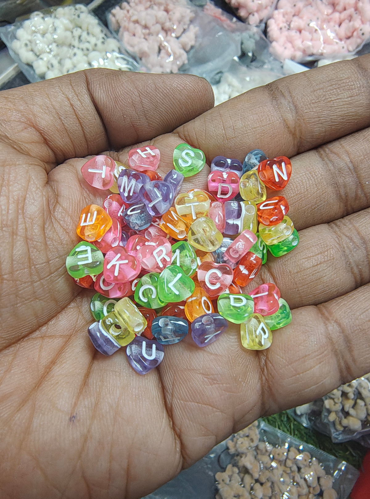 Heart transparent alphabet beads (ALB4019)