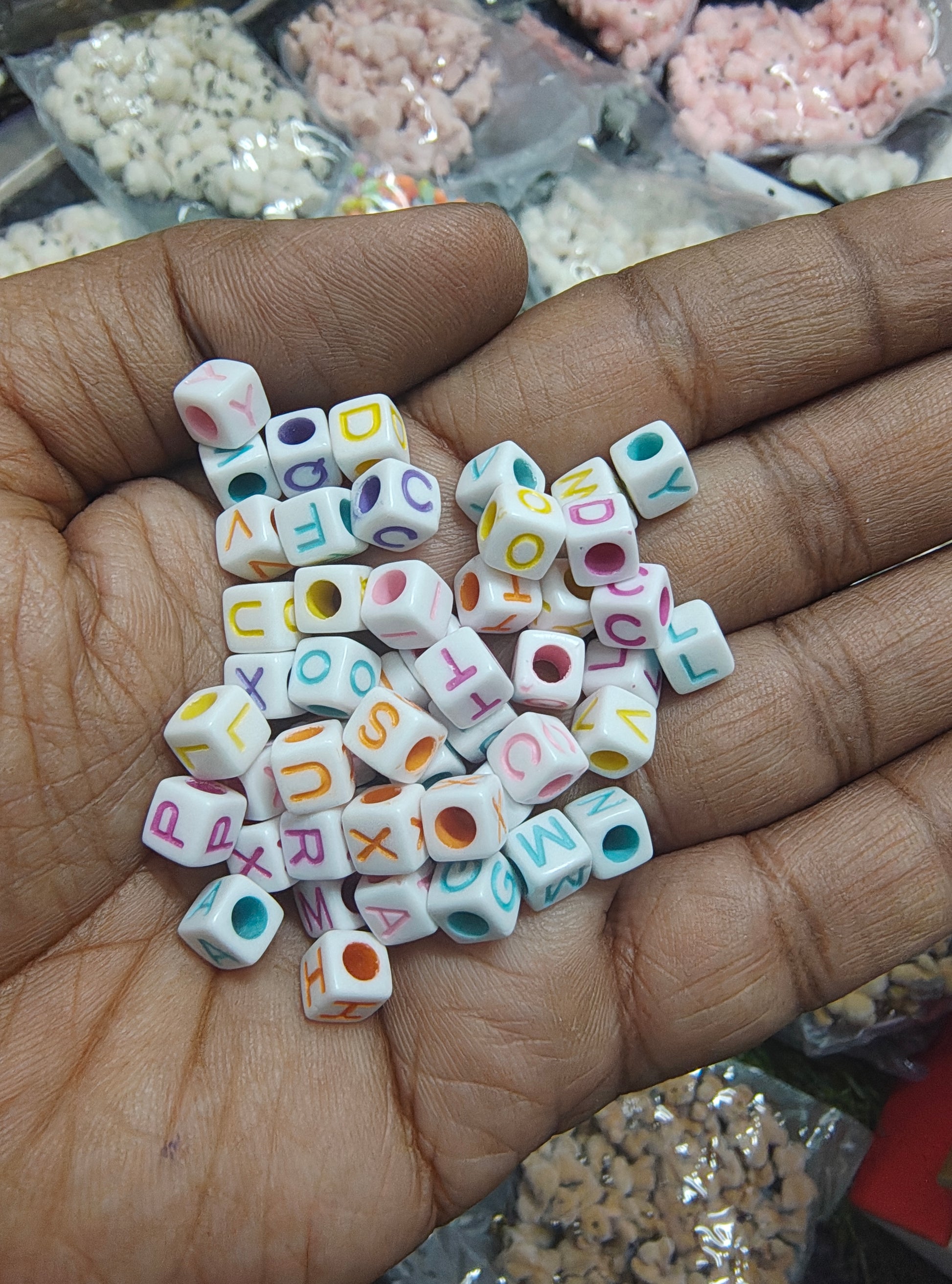 Square multicolour letter alphabet beads