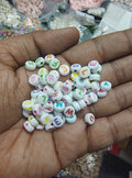 Round multicolour letter alphabet beads (ALB4022)
