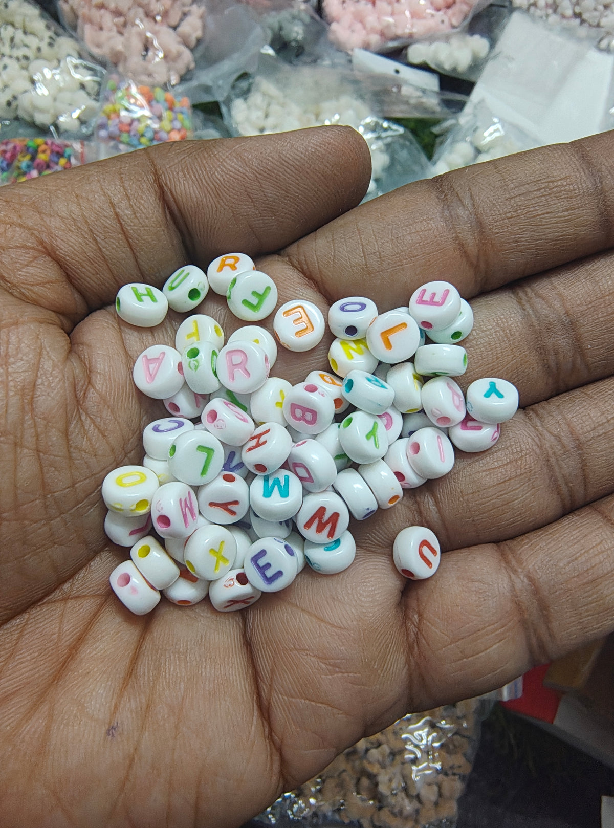 Round multicolour letter alphabet beads (ALB4022)